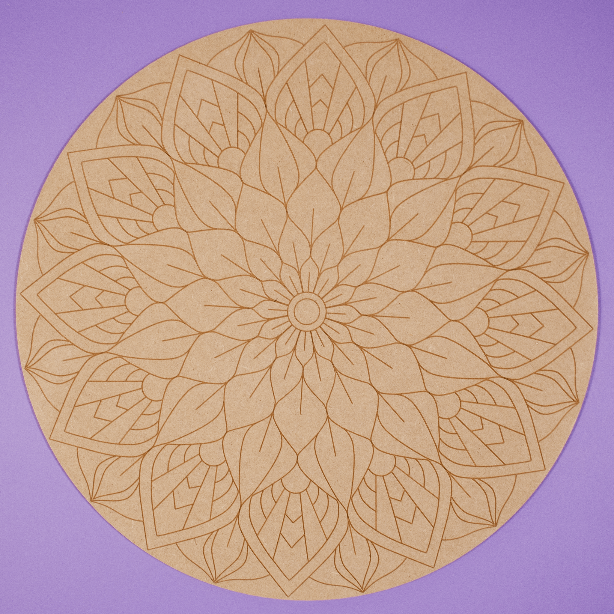 Lotus mandala colouring in MDF art board
