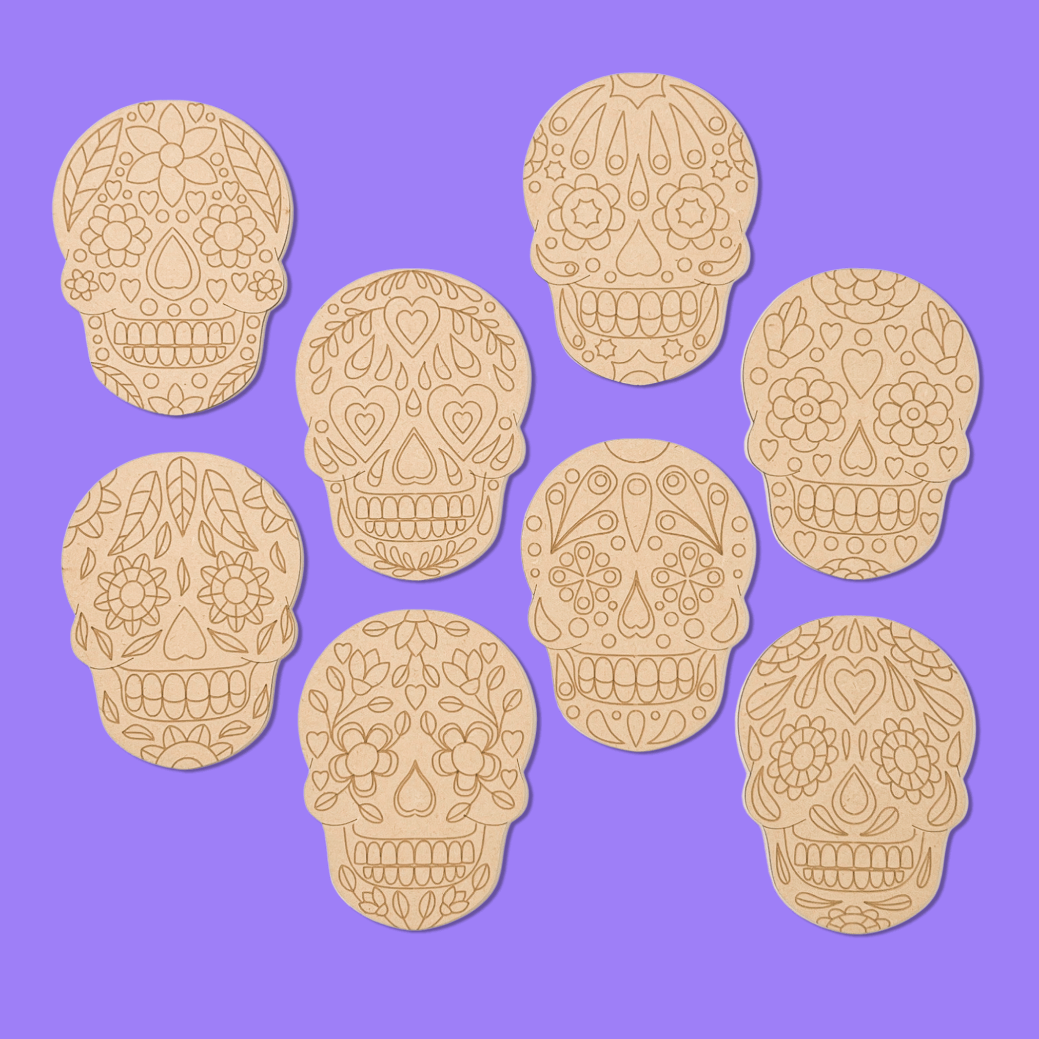 Sugar Skull Fiesta Coasters set of 8