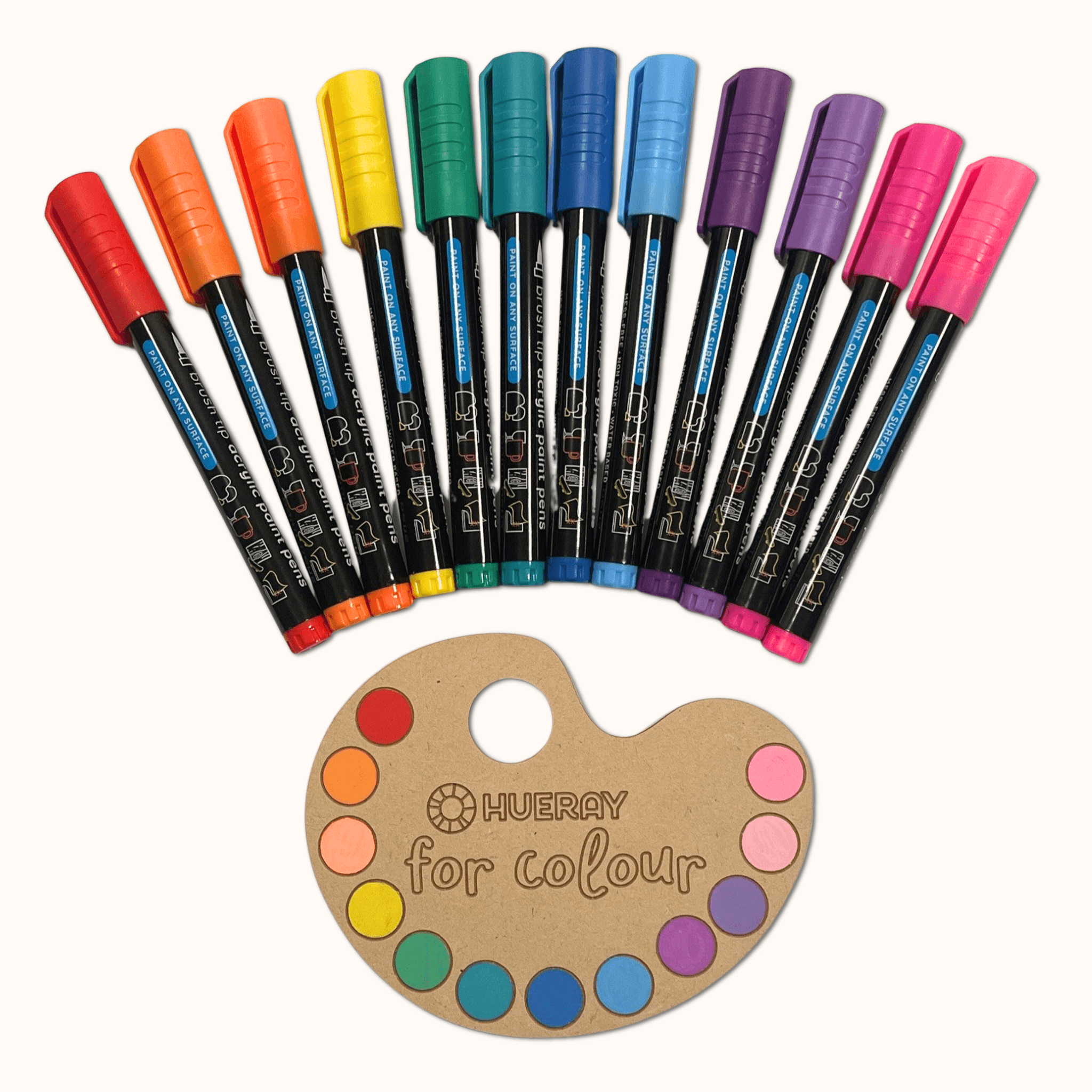 Floral Acrylic Brush Tip Paint Pens  - Set of 12