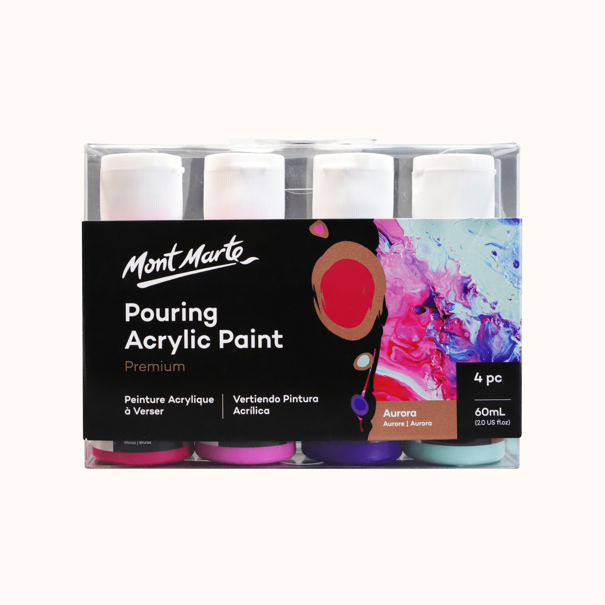 Pouring Acrylic Paint Set Premium 4pc x 60ml - Aurora