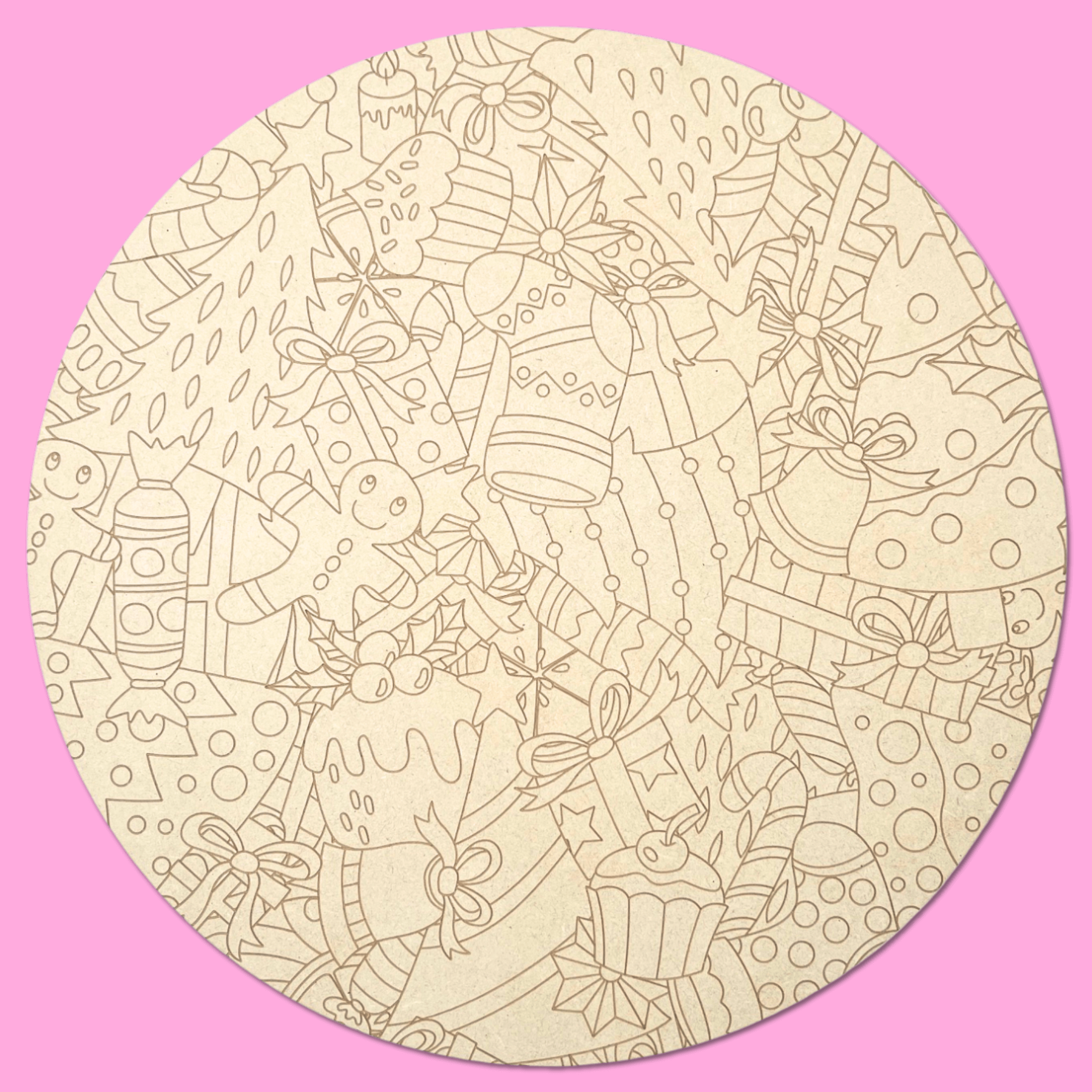 "Jolly Tangle" Christmas Engraved Circle Art Board