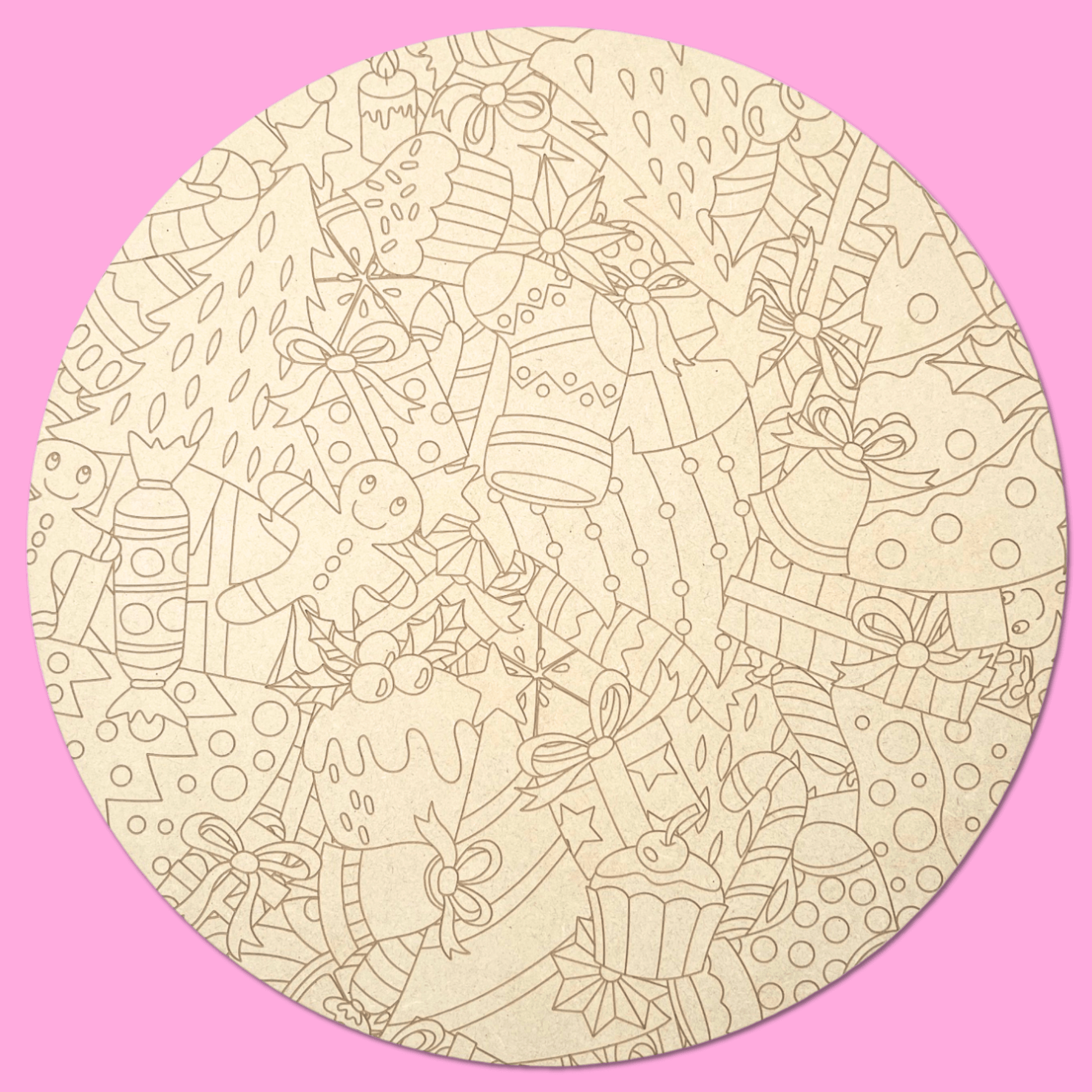 "Jolly Tangle" Christmas Engraved Circle Art Board