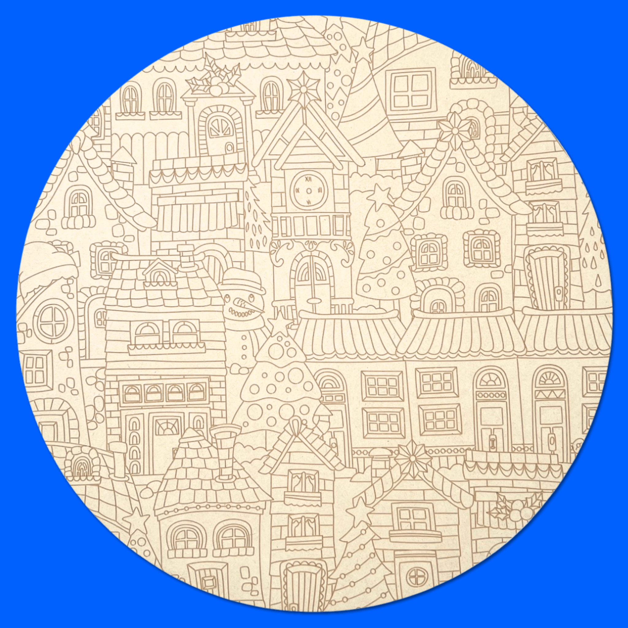 "Twinkle Town" Christmas Engraved Circle Art Board