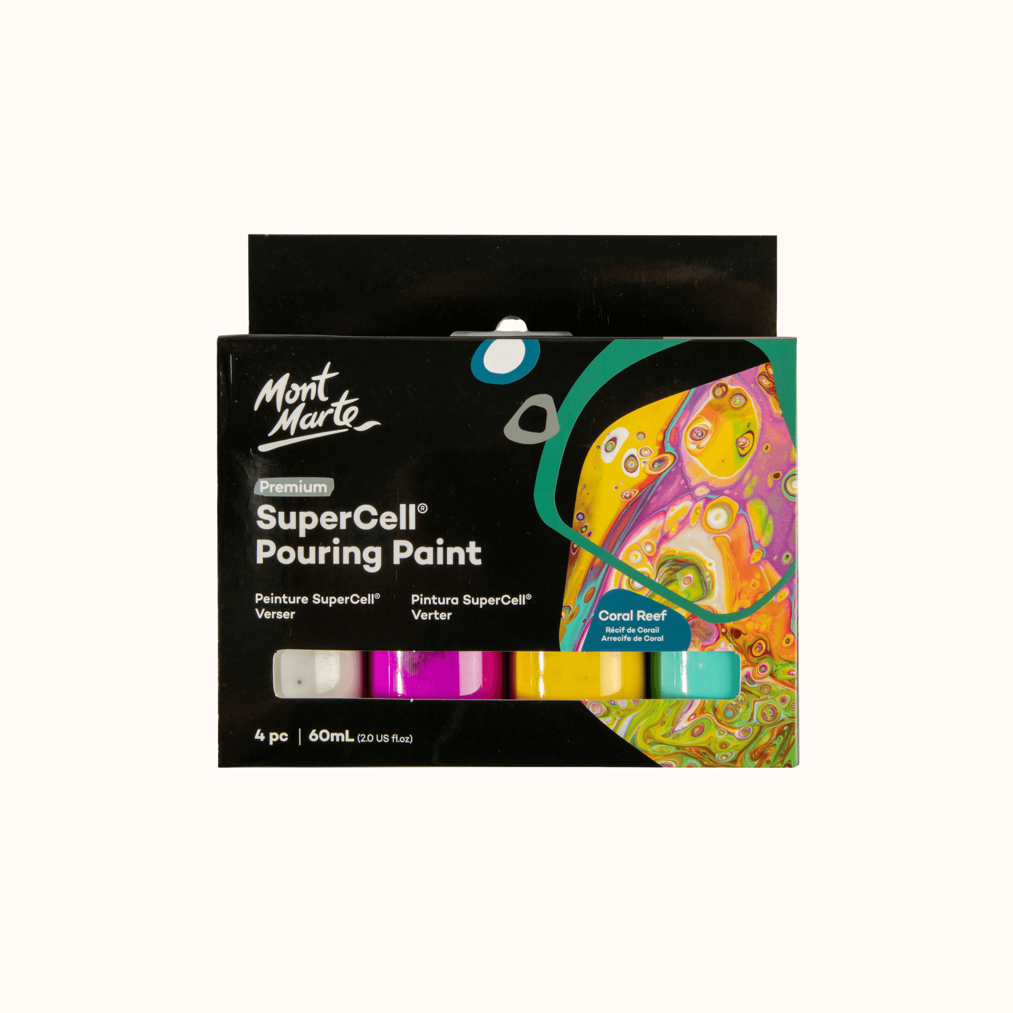 SuperCell Pouring Paint Set Premium 4pc x 60ml - Coral Reef