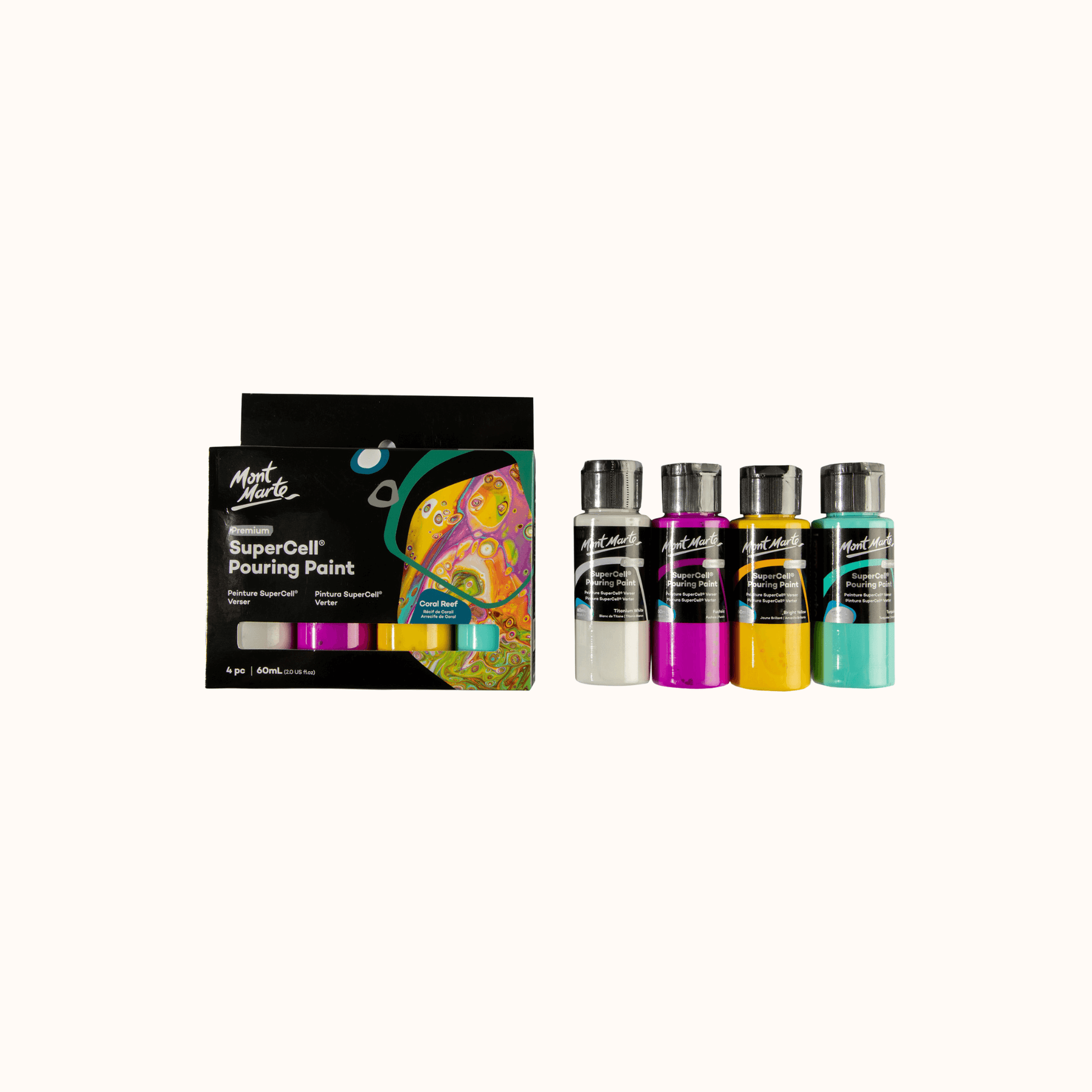 SuperCell Pouring Paint Set Premium 4pc x 60ml - Coral Reef