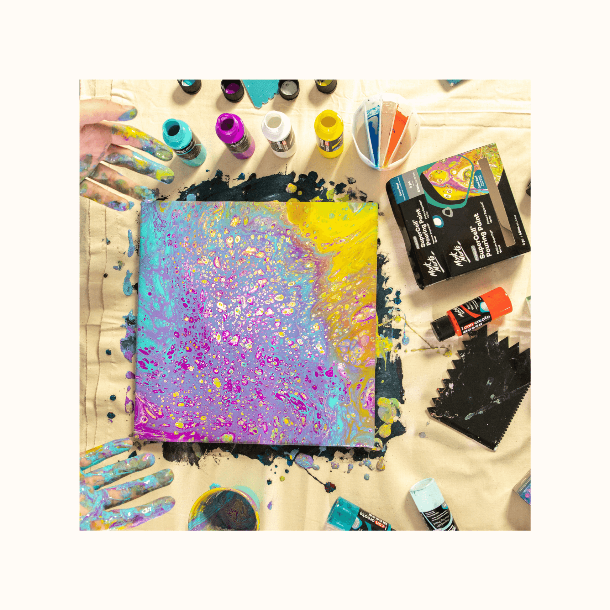 SuperCell Pouring Paint Set Premium 4pc x 60ml - Coral Reef