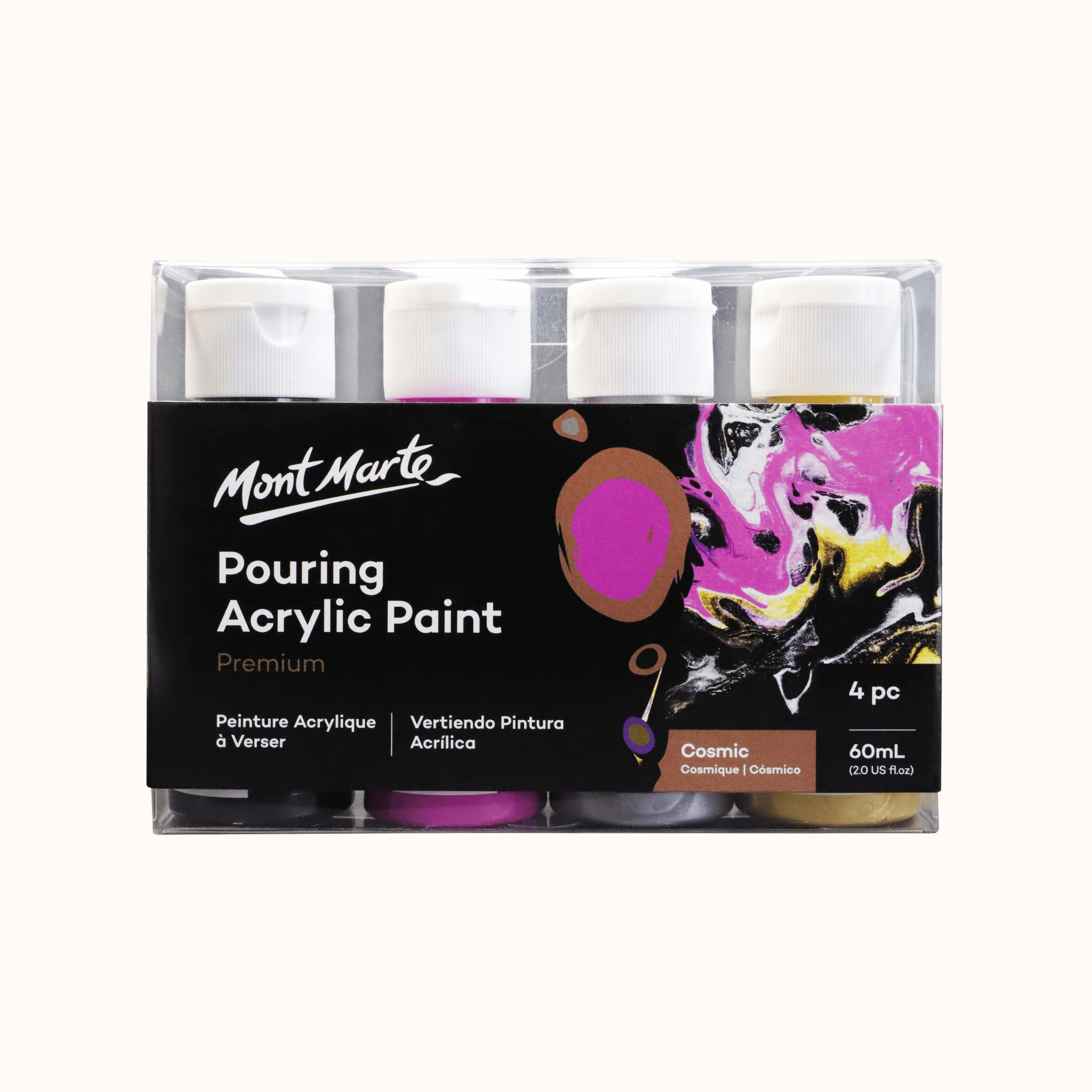 Pouring Acrylic Paint Set Premium 4pc x 60ml -Cosmic
