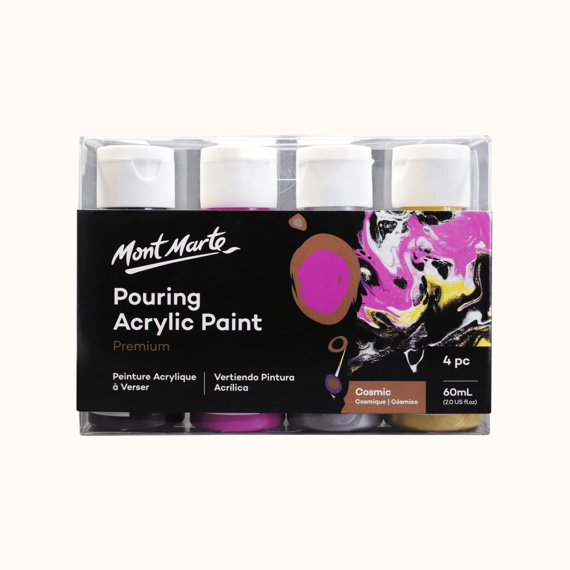 Pouring Acrylic Paint Set Premium 4pc x 60ml -Cosmic