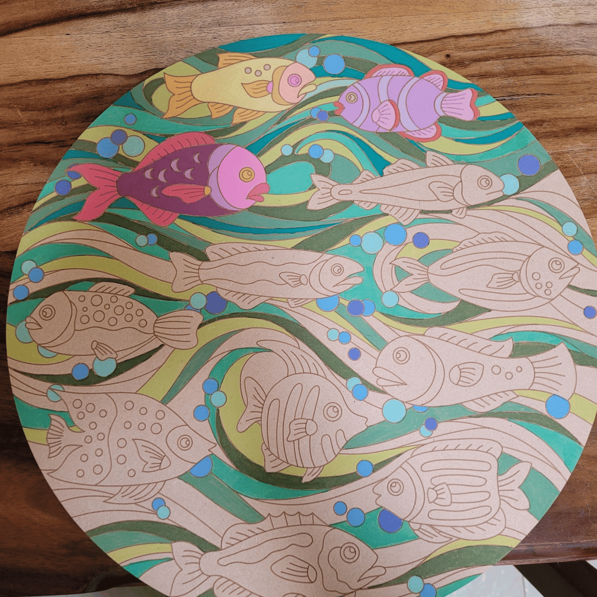 "Drift" Engraved Circle Art Board