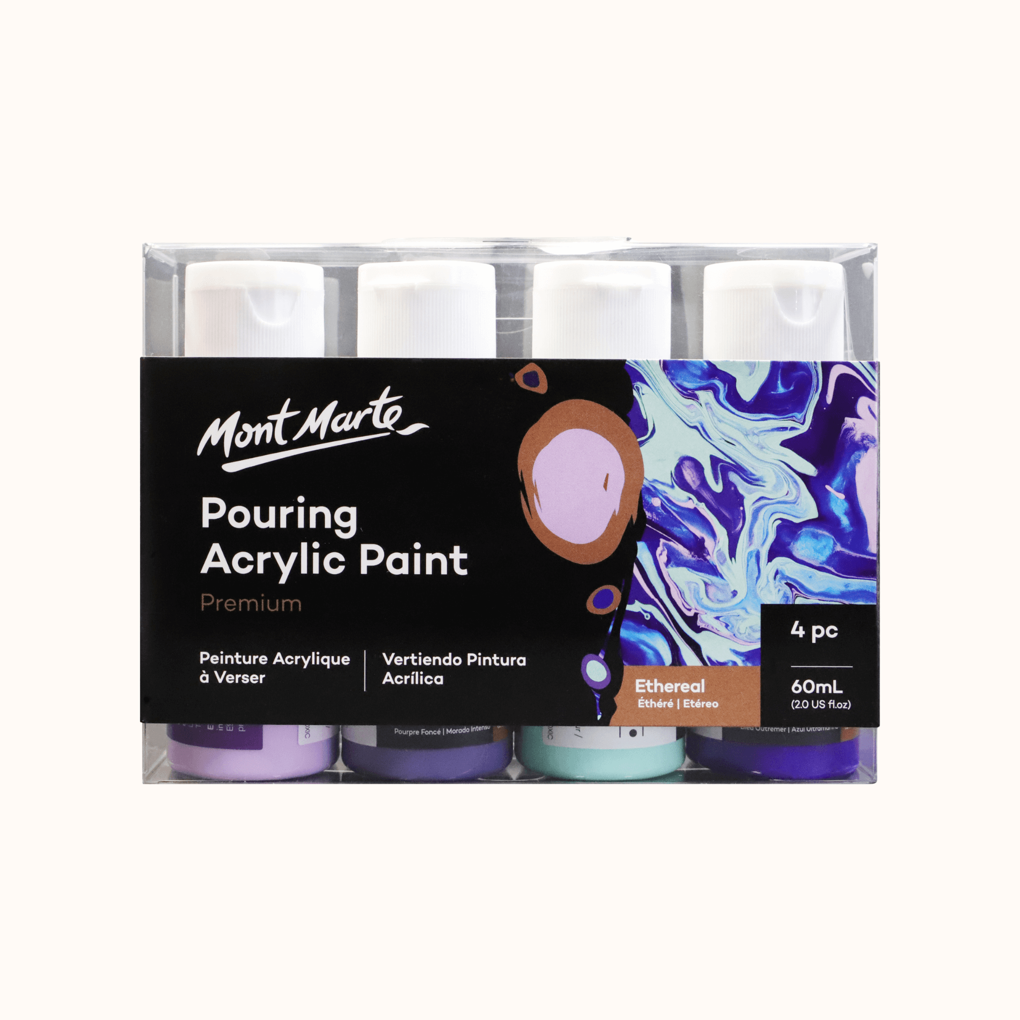 Pouring Acrylic Paint Set Premium 4pc x 60ml - Ethereal