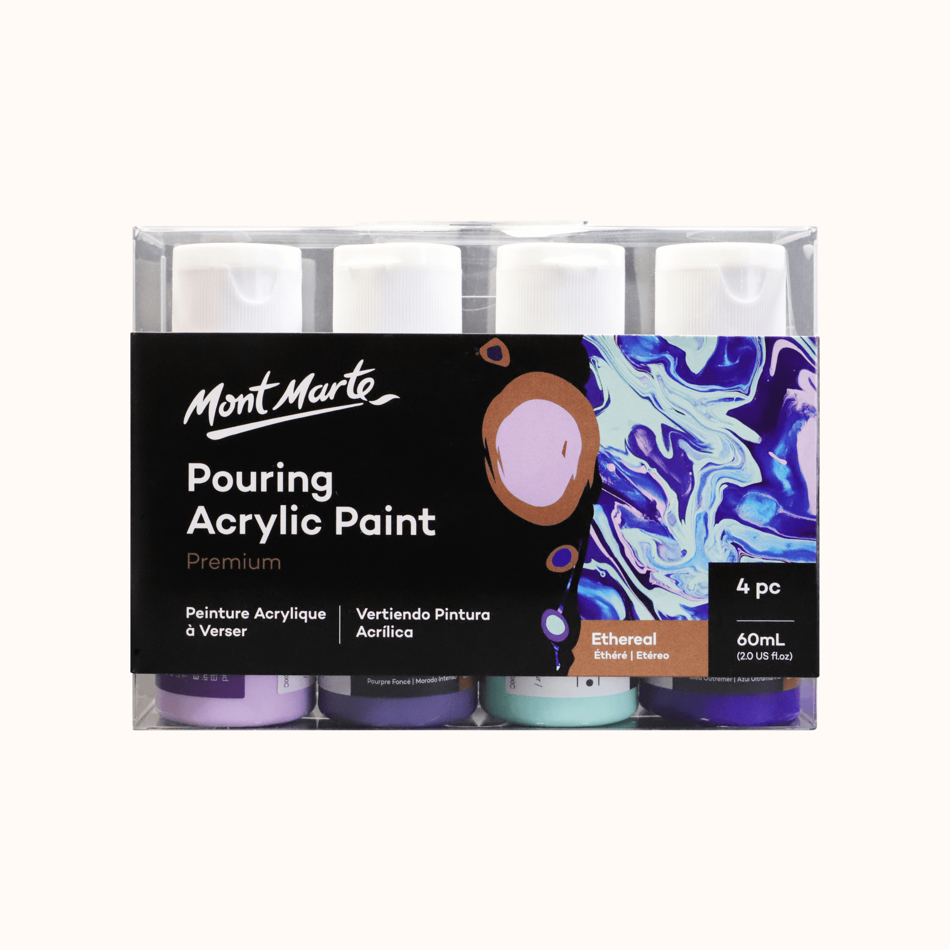 Pouring Acrylic Paint Set Premium 4pc x 60ml - Ethereal