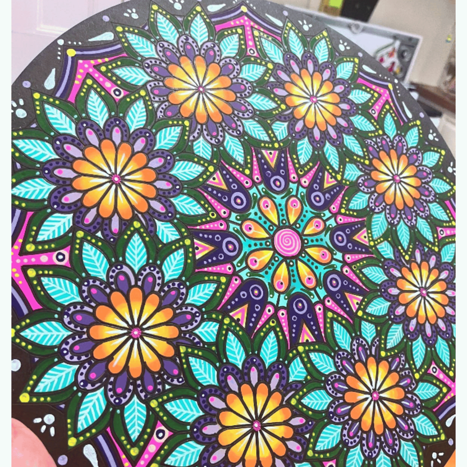 "Field" Mandala Engraved Circle Art Board