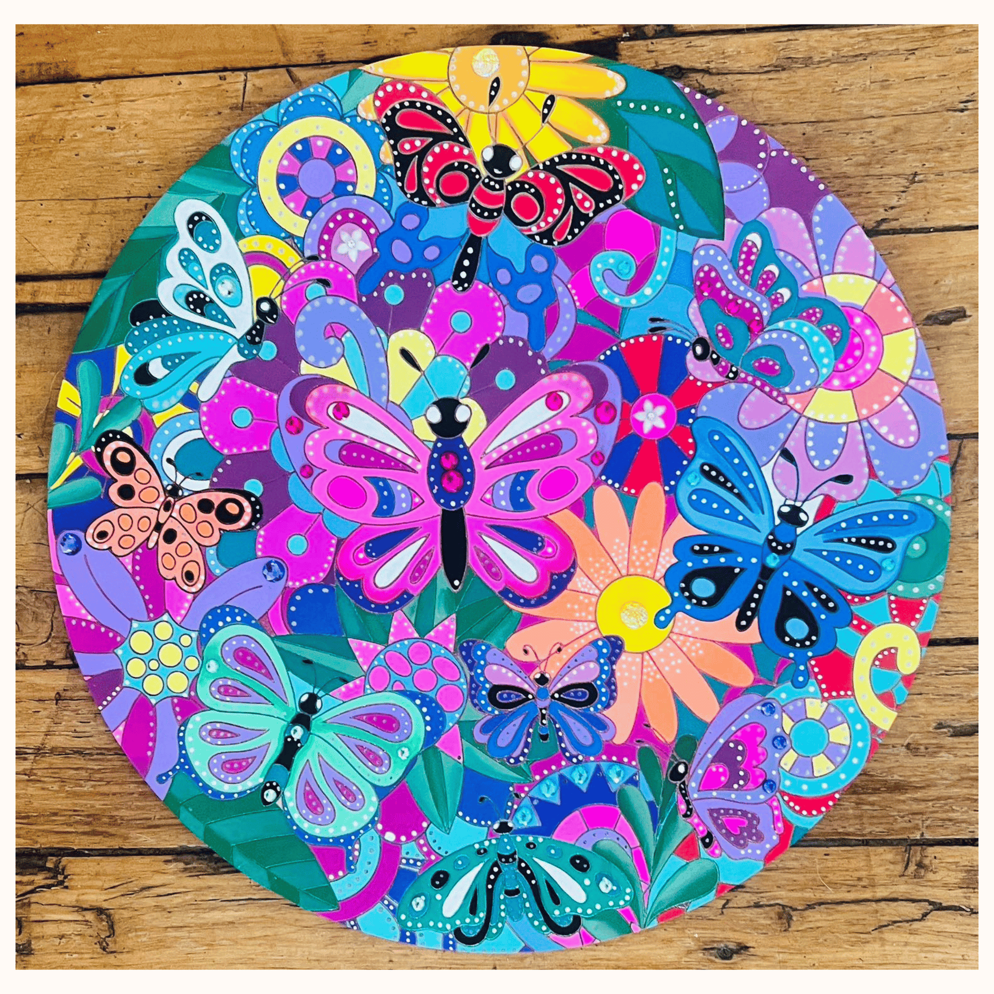 "Flutter" Engraved Circle Art Board