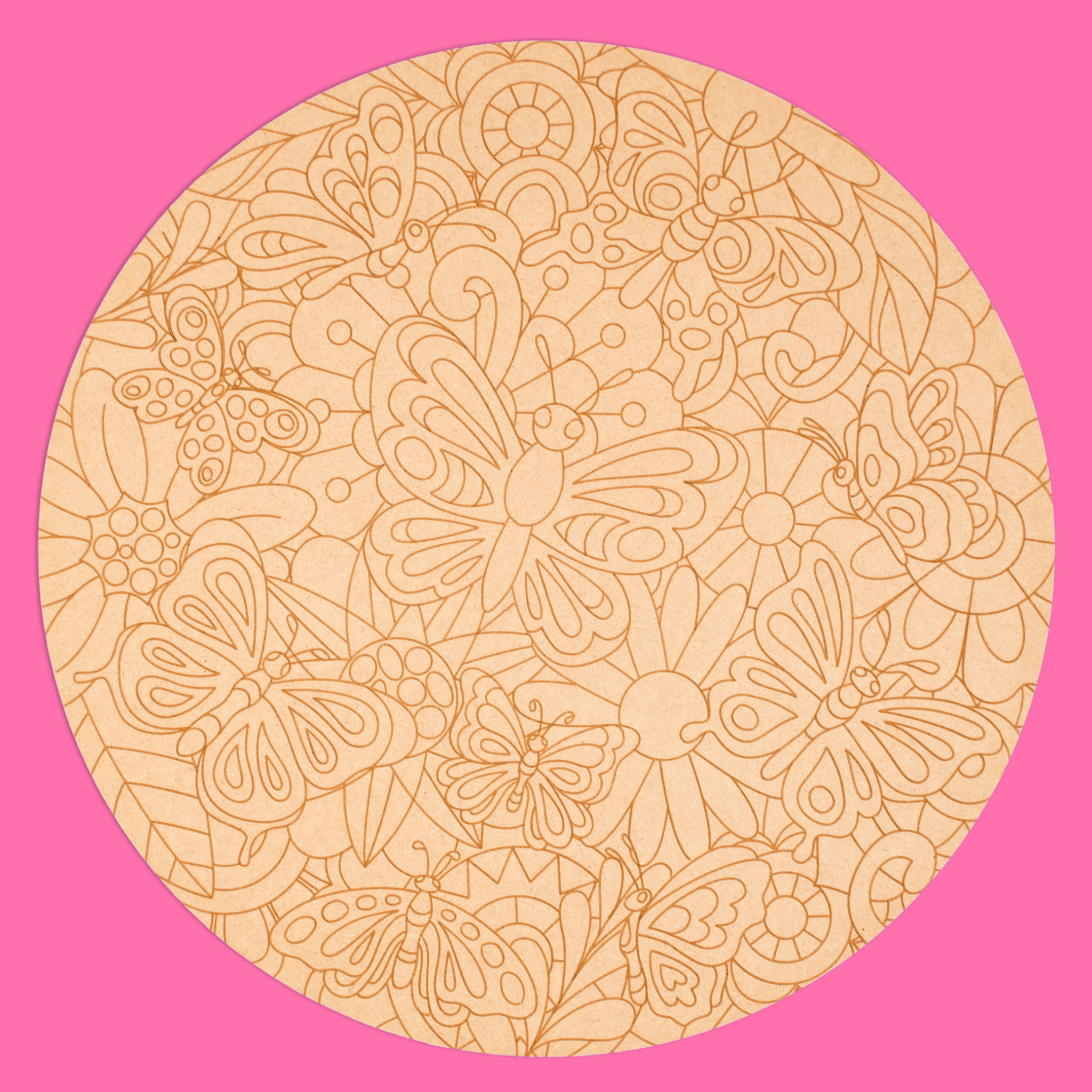 "Flutter" Engraved Circle Art Board