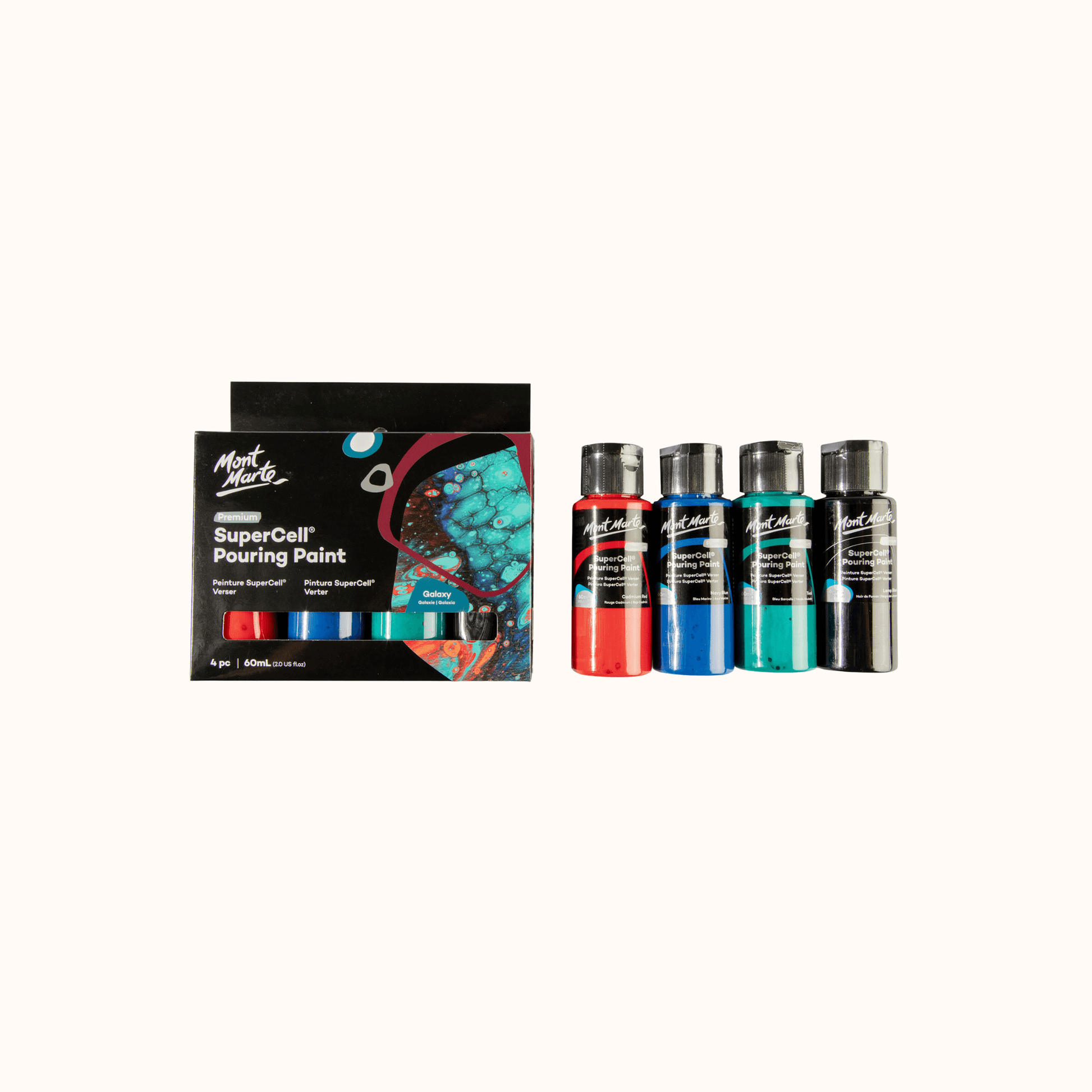 SuperCell Pouring Paint Set Premium 4pc x 60ml - Galaxy