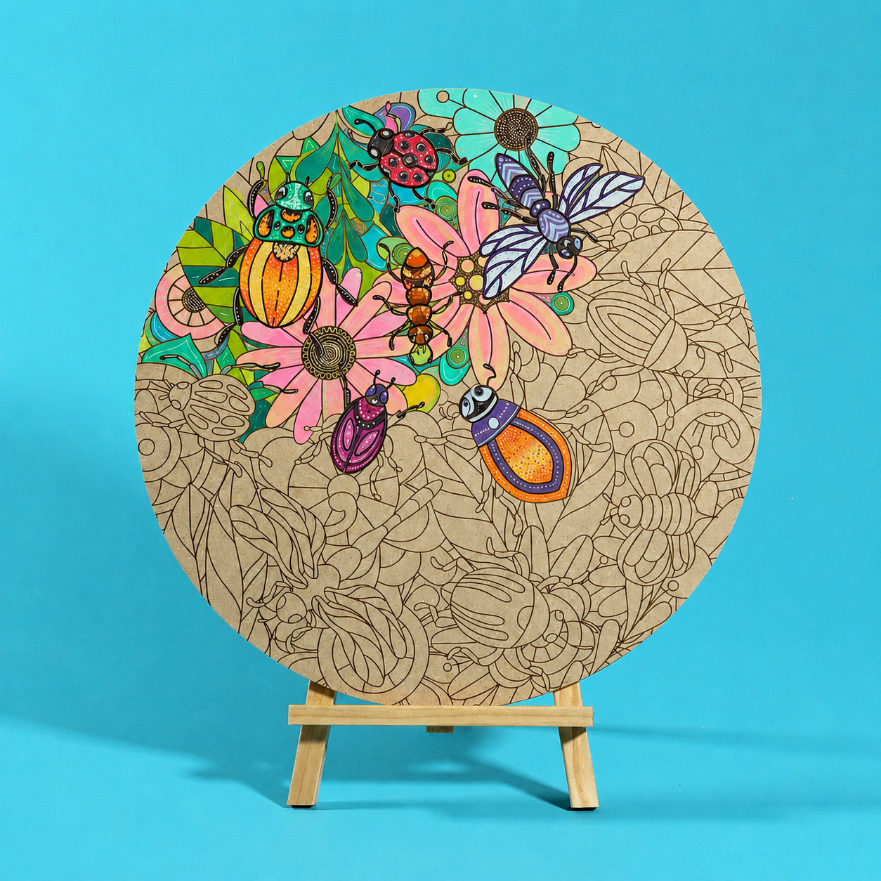 "Garden" Engraved Circle Art Board