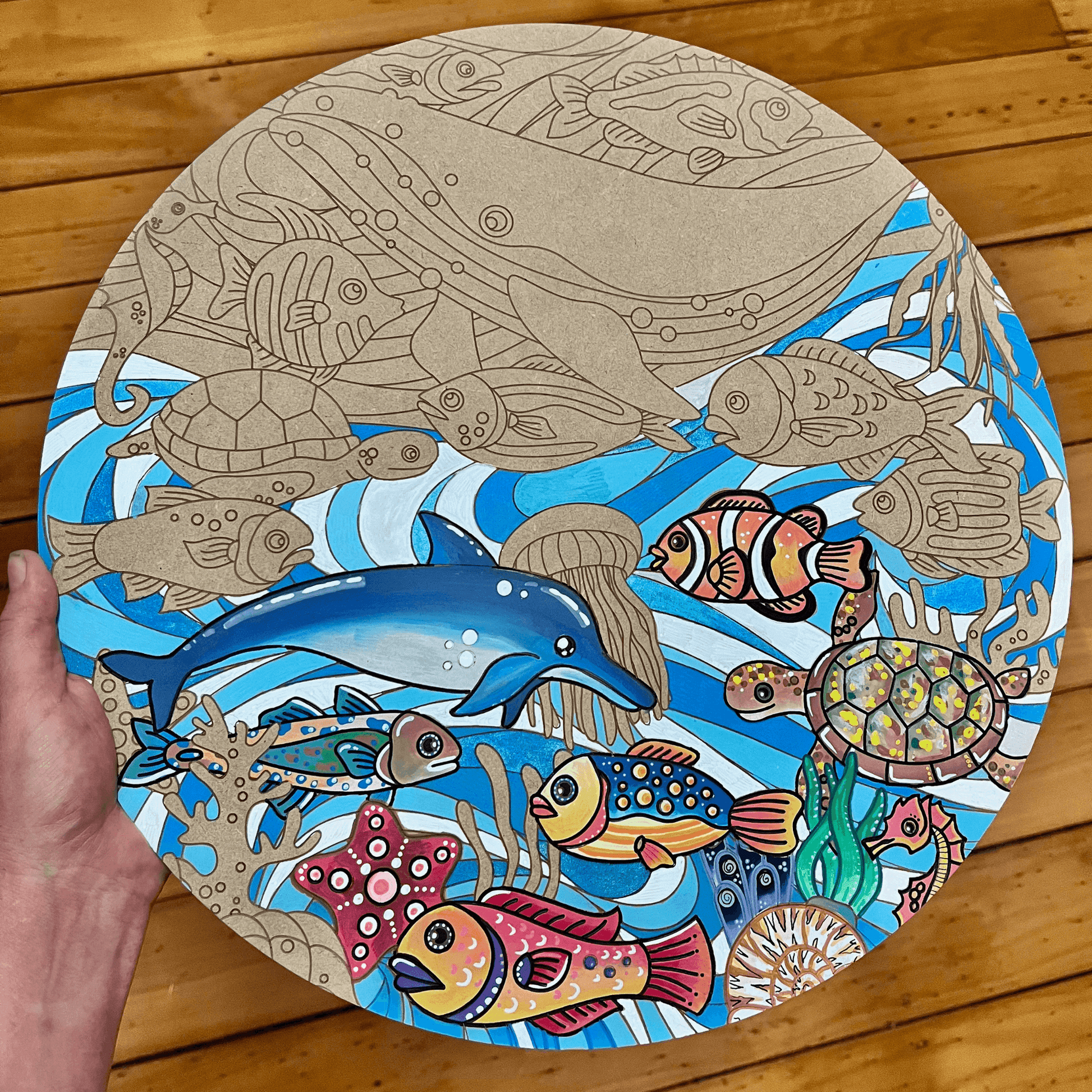 "Gather" Engraved Circle Art Board