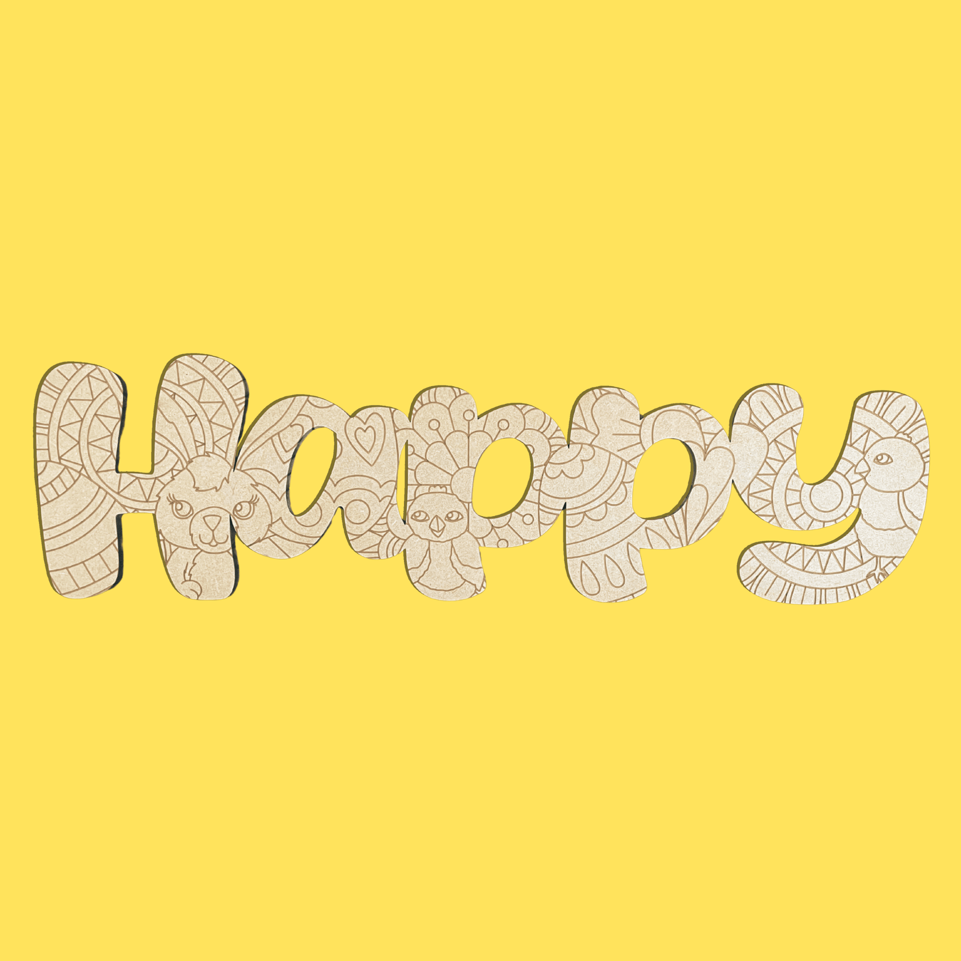 "Happy" Engraved Word Art Board - Easter design