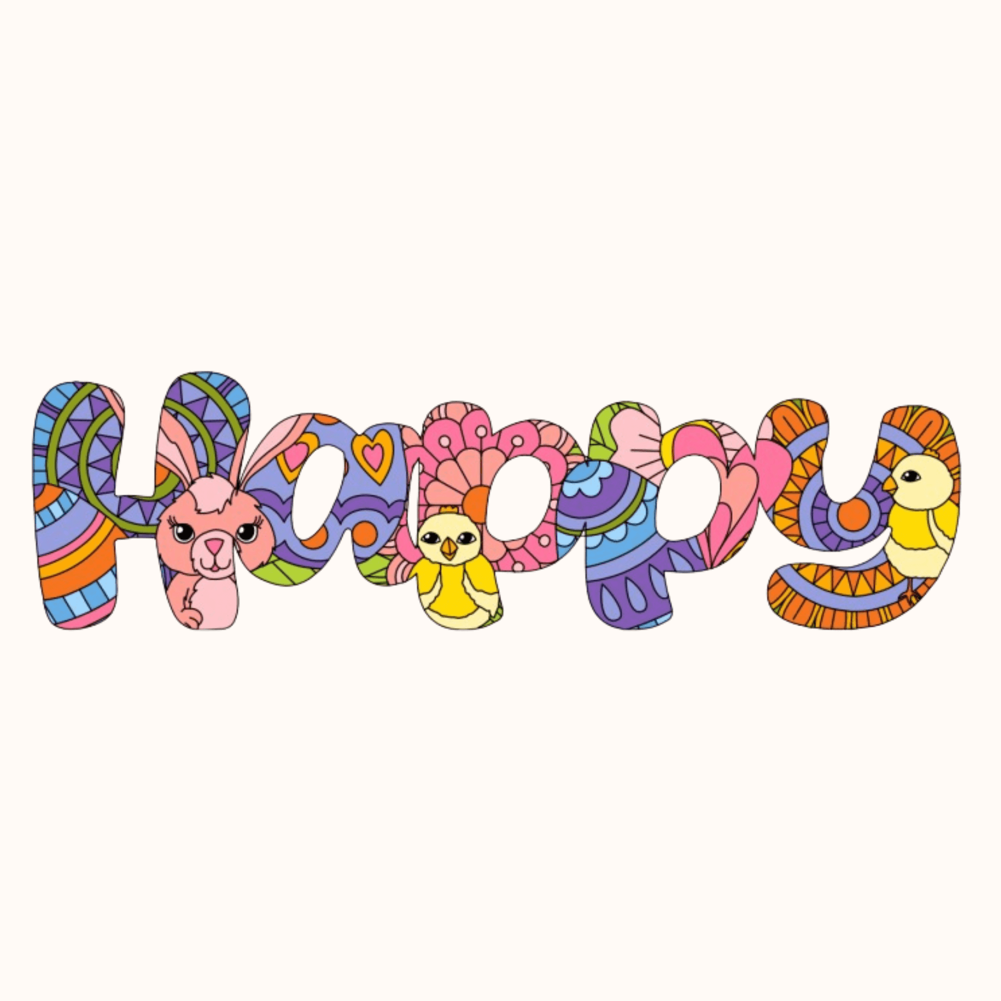 "Happy" Engraved Word Art Board - Easter design