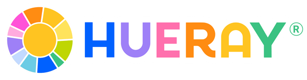 Hueray logo bright colourful with colour wheel