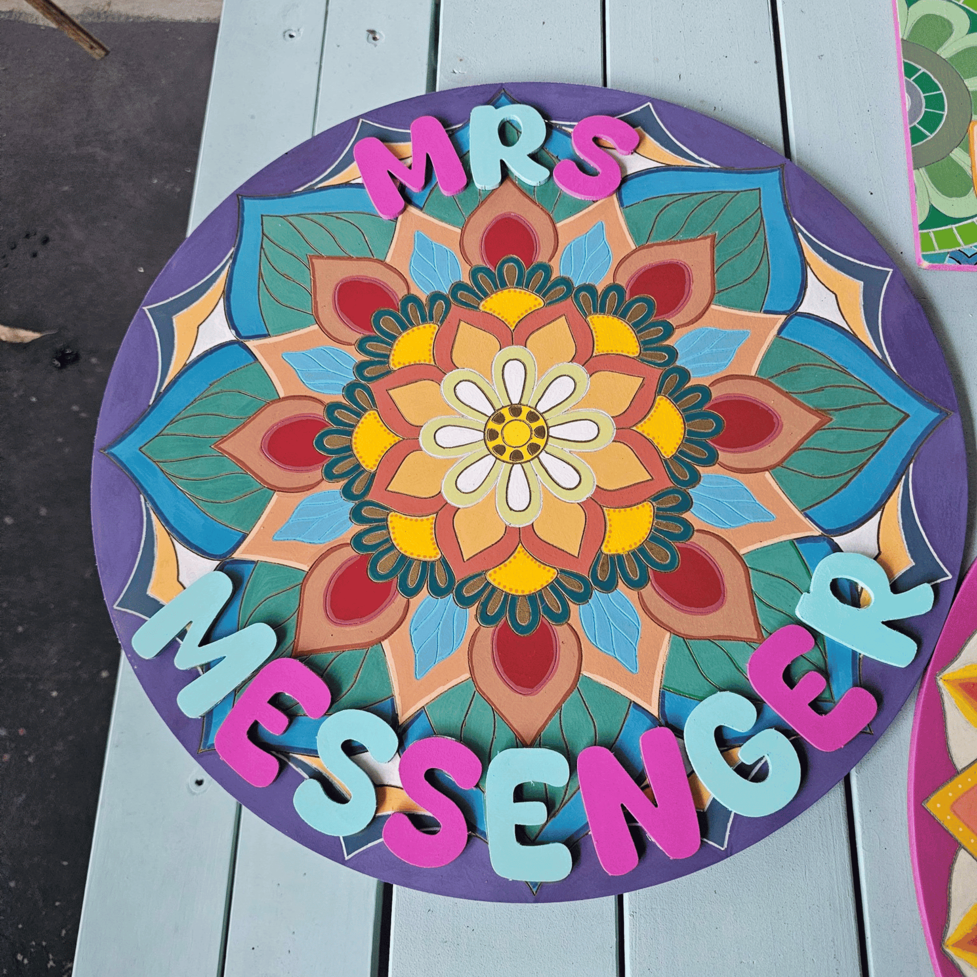 "Iris" Mandala Engraved Circle Art Board