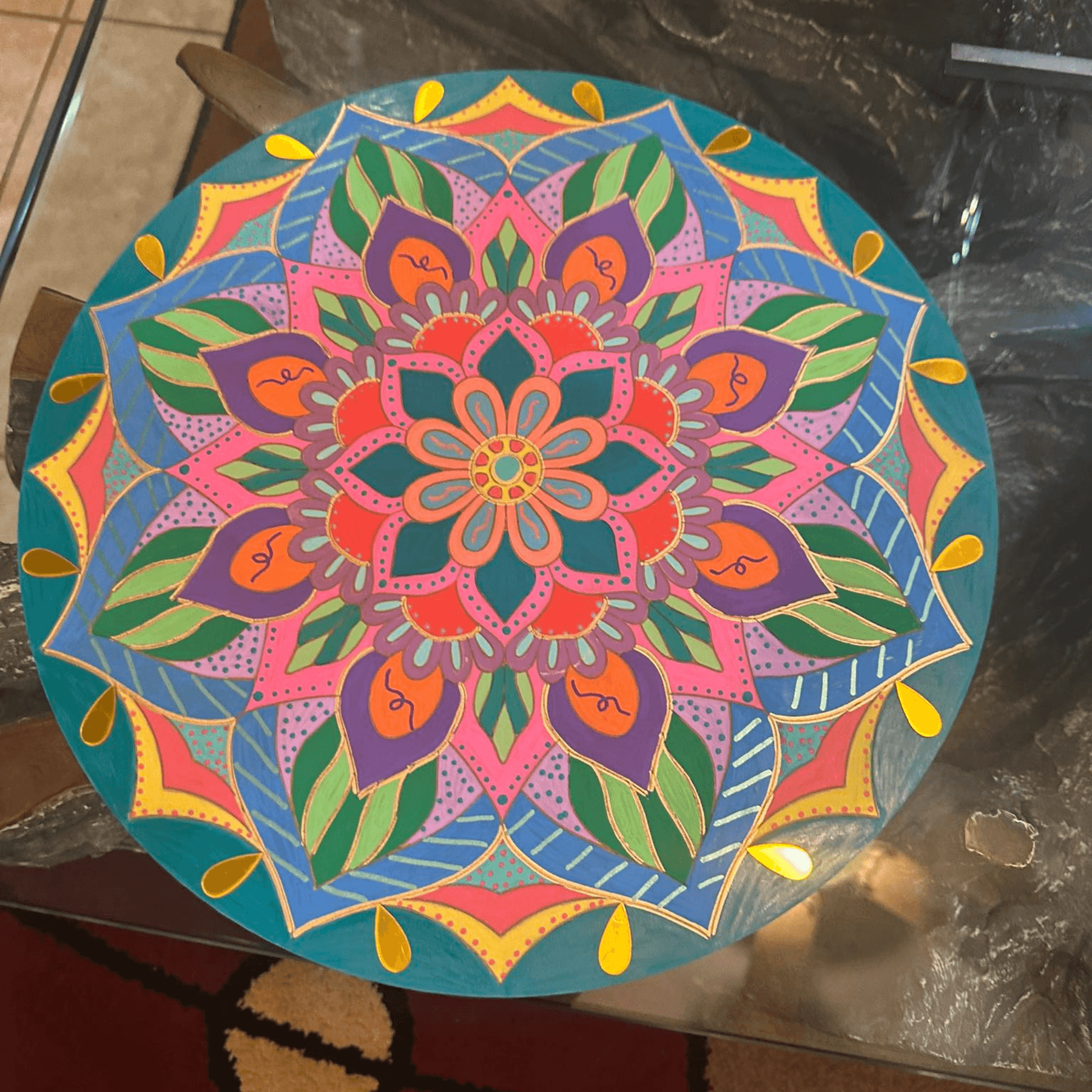 "Iris" Mandala Engraved Circle Art Board