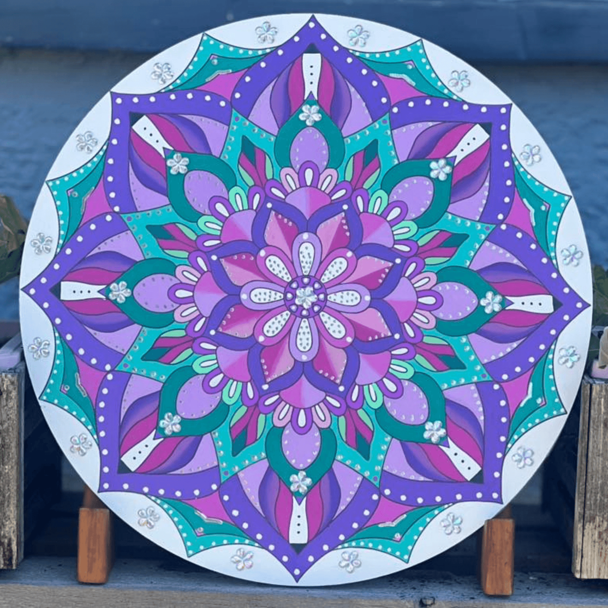 "Iris" Mandala Engraved Circle Art Board