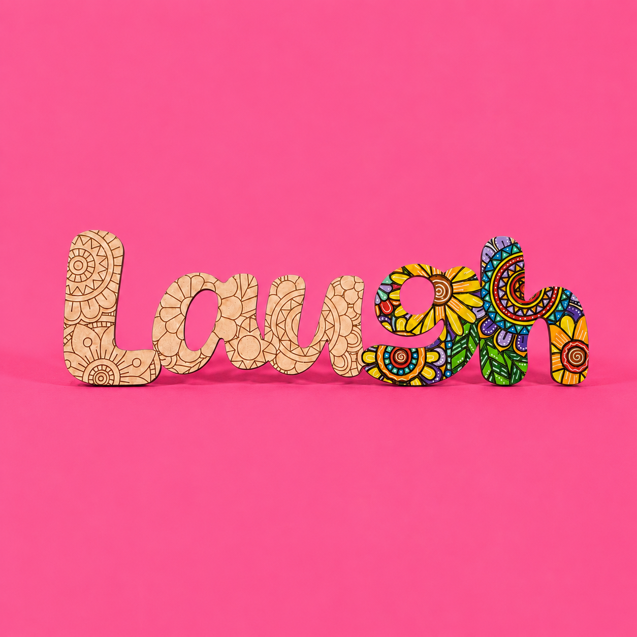 "Laugh" Engraved Word Art Board