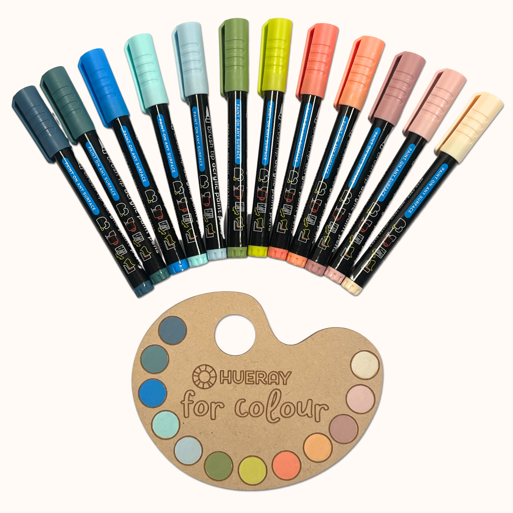 Ocean Brush Tip Acrylic Paint Pens - Set of 12
