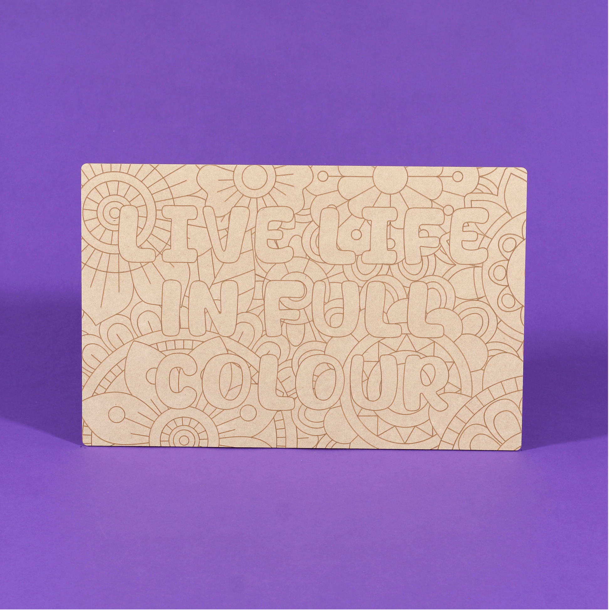 Live Life In Full Colour Engraved Quote Art Board