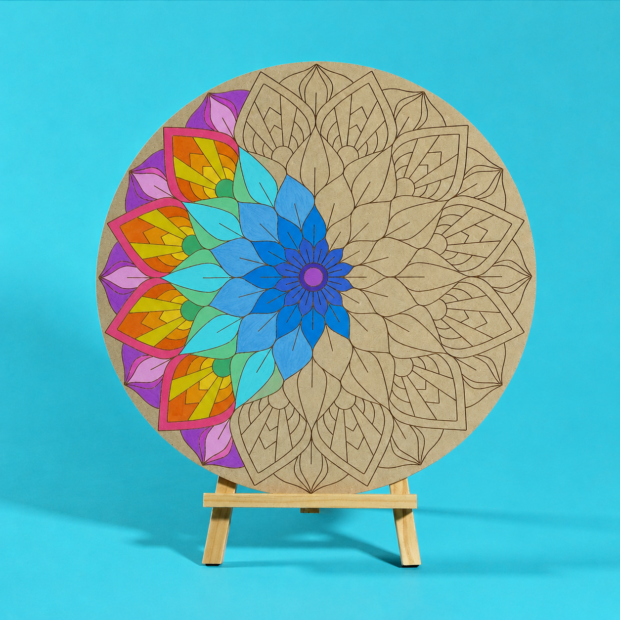 "Lotus" Mandala Engraved Circle Art Board