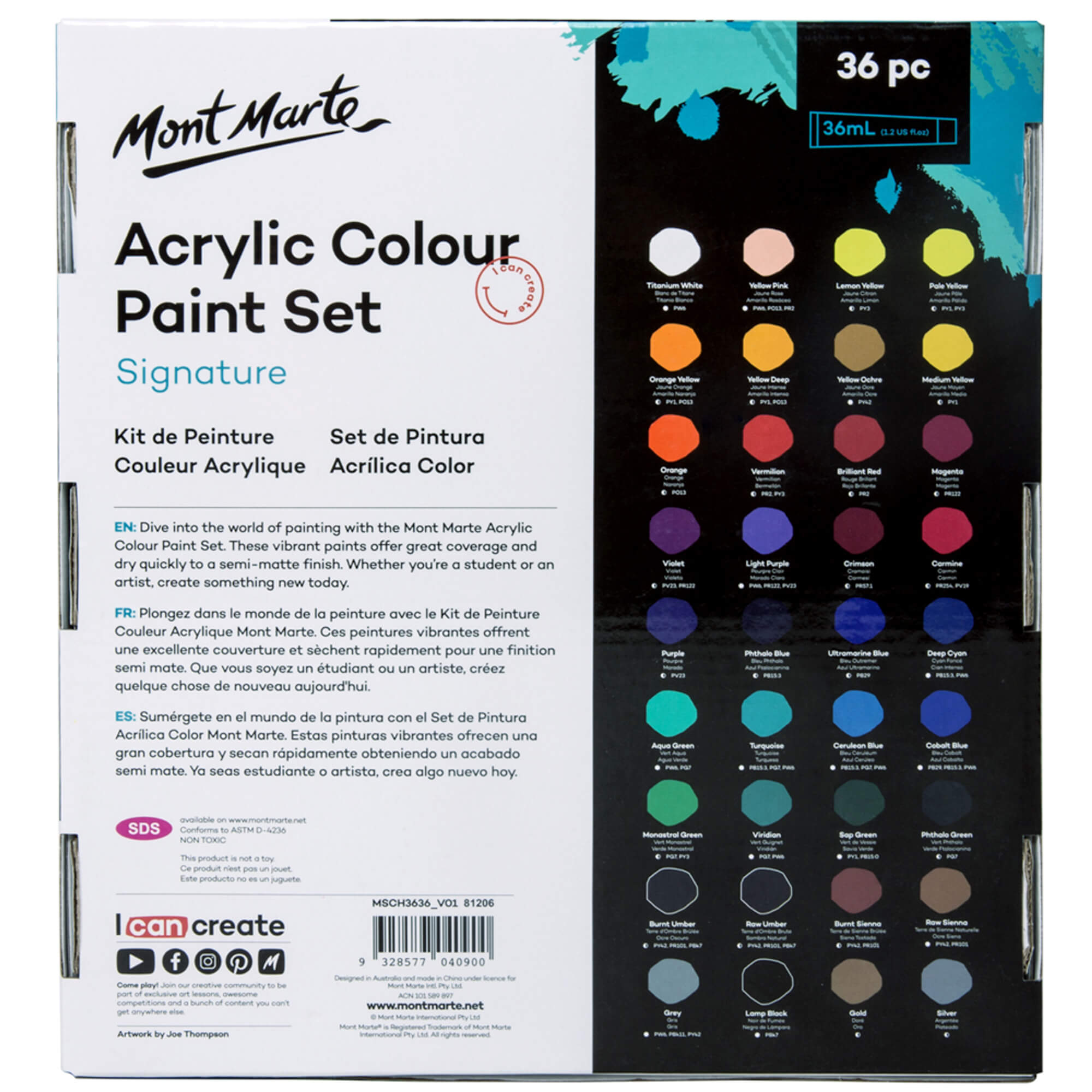 Acrylic Colour Paint Set Signature 36pc x 36ml