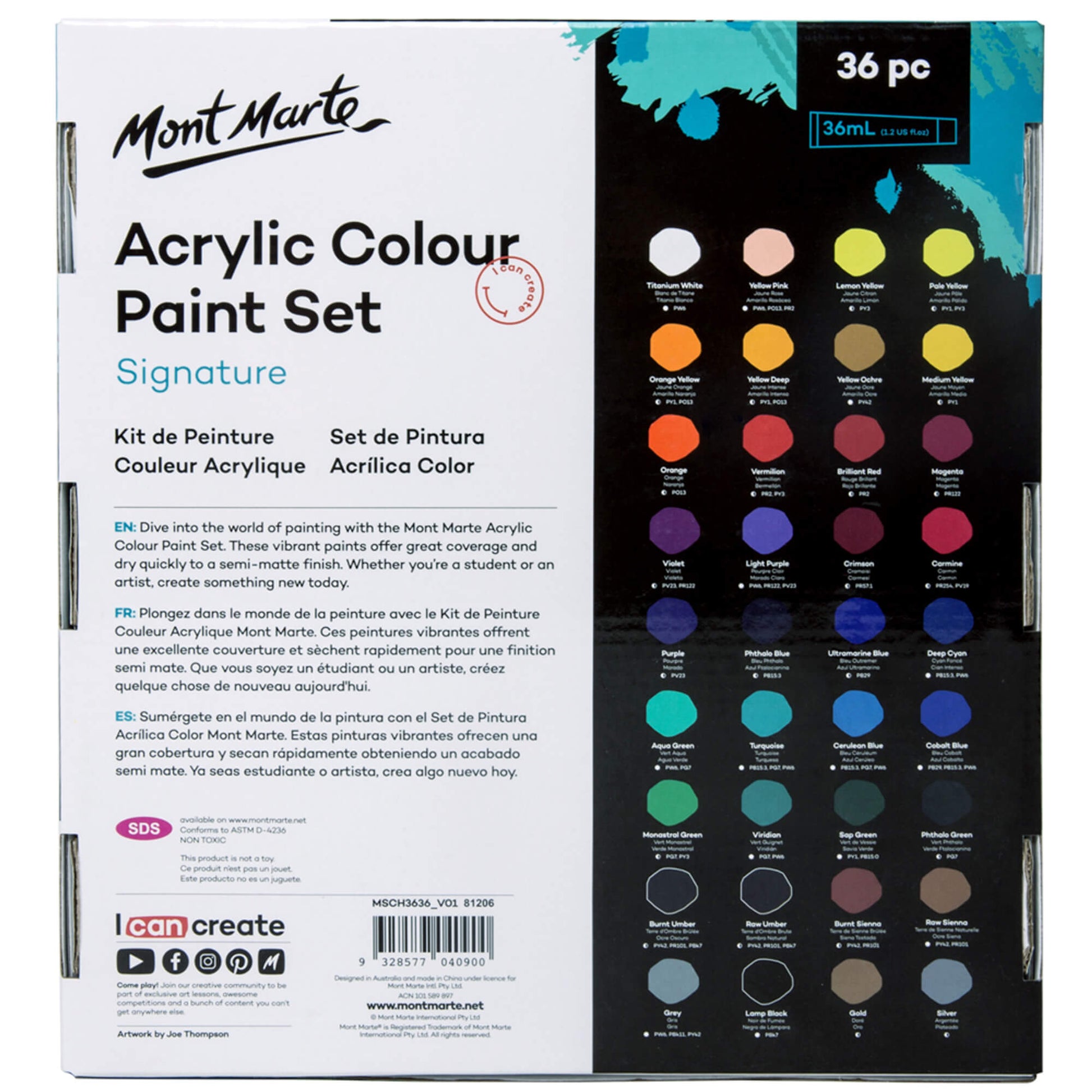 Acrylic Colour Paint Set Signature 36pc x 36ml