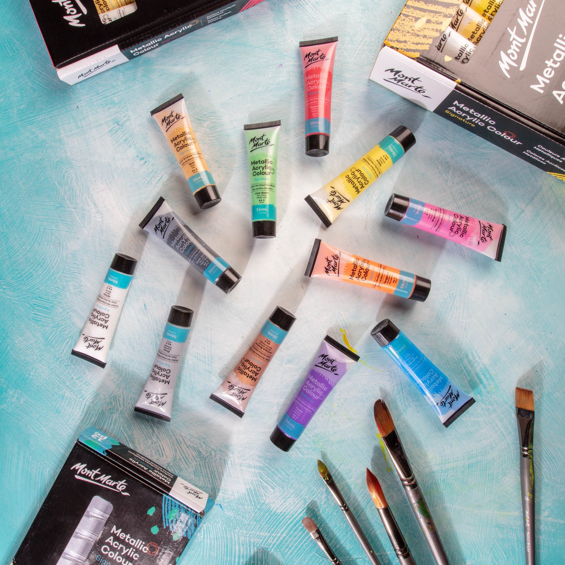 Metallic Acrylic Colour Paint Set Signature 12pc x 36ml