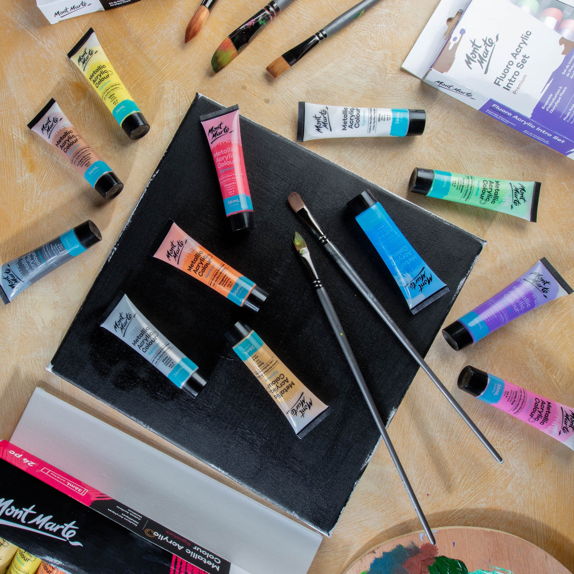 Metallic Acrylic Colour Paint Set Signature 12pc x 36ml