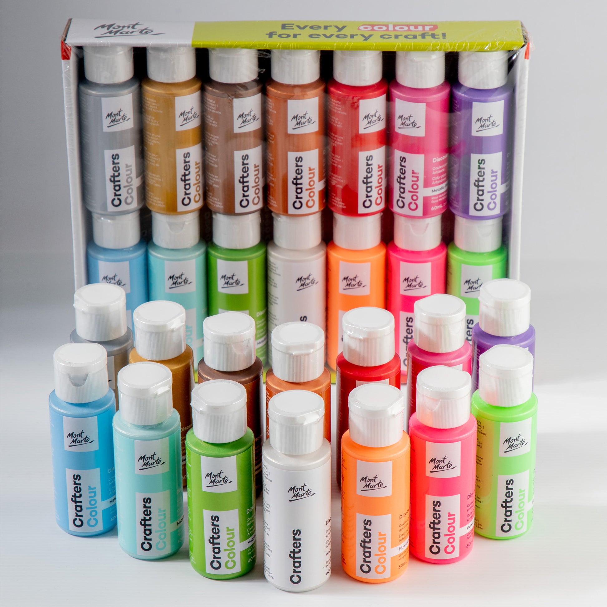 Crafters Colour Metallic & Fluoro Discovery Paint Set 14pc x 60ml