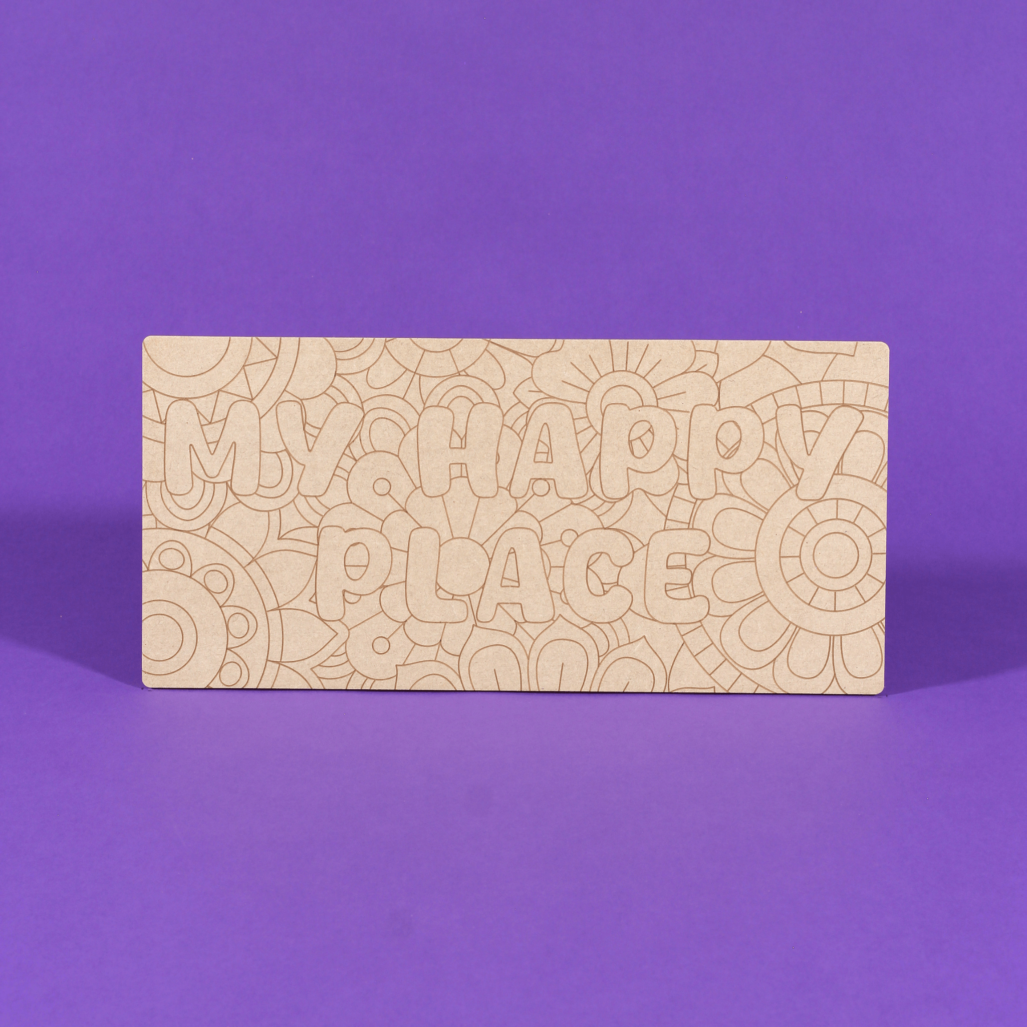 My Happy Place Engraved Quote Art Board
