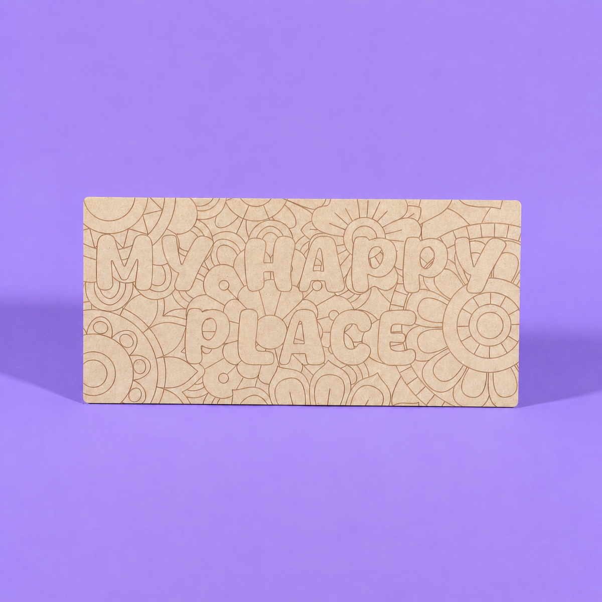 My Happy Place Engraved Quote Art Board