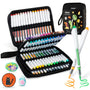 Ohuhu Nahuku 72 pack brush tip acrylic markers in open zip case with painted rocks