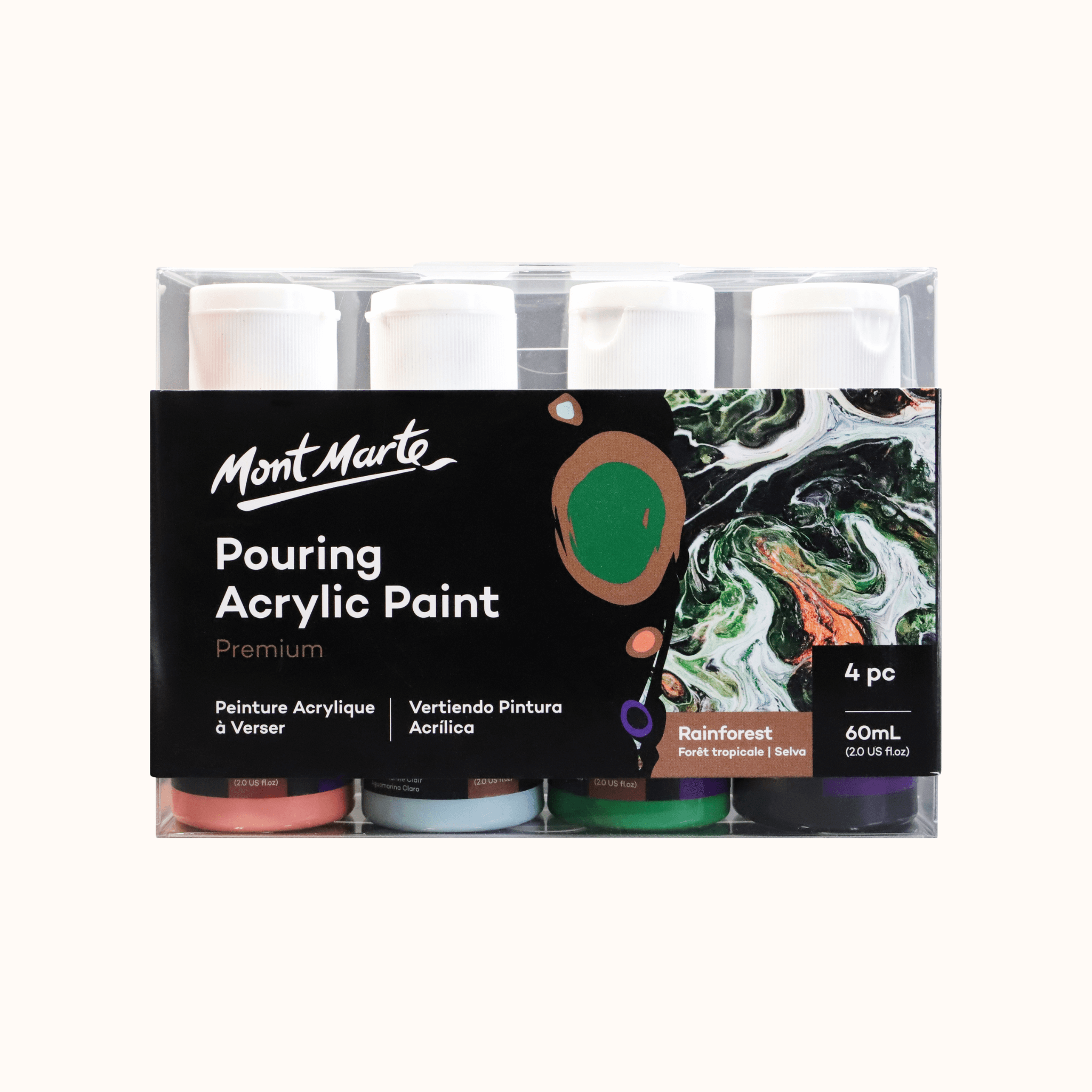 Pouring Acrylic Paint Set Premium 4pc x 60ml -Rainforest