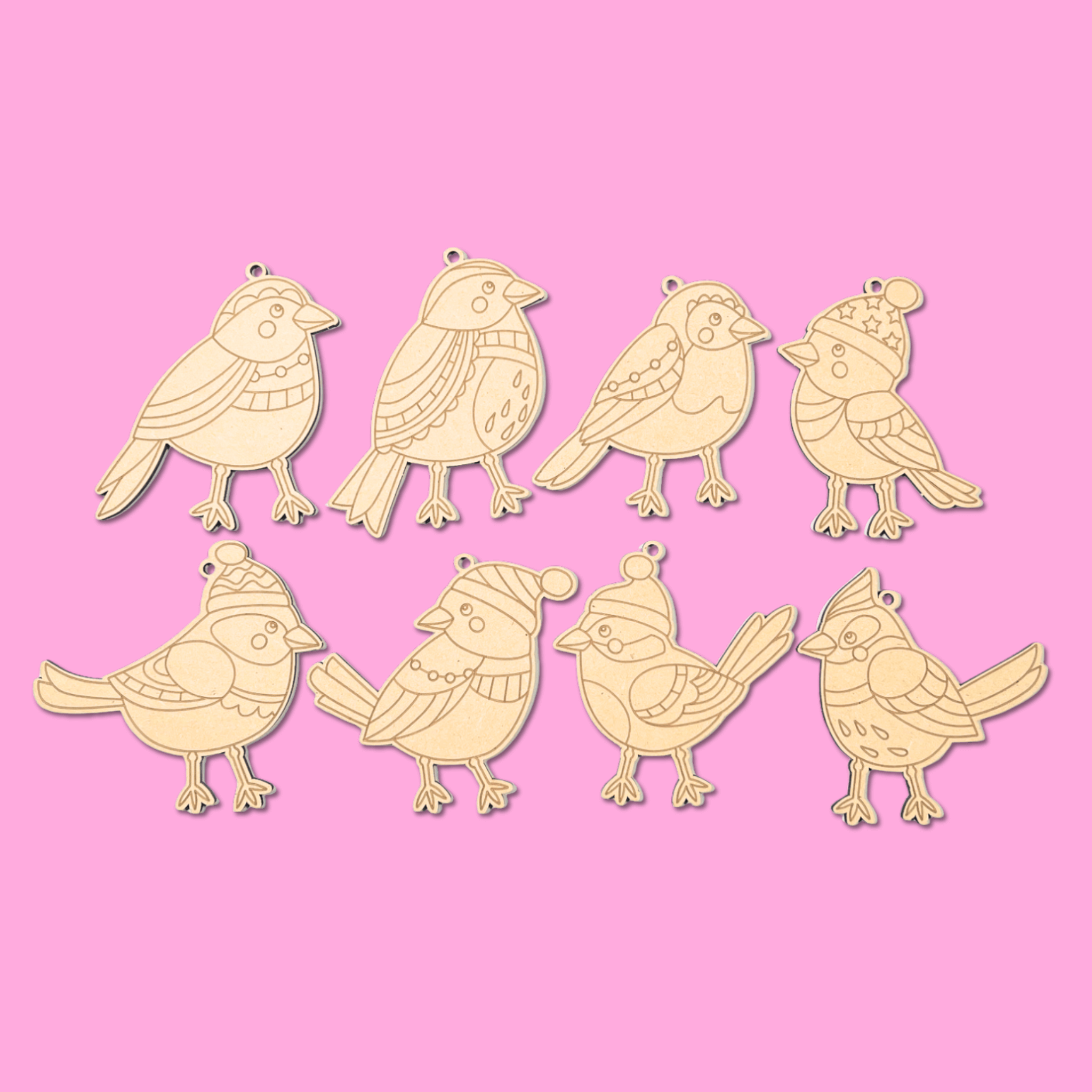 Song Birds Ornaments set of 8