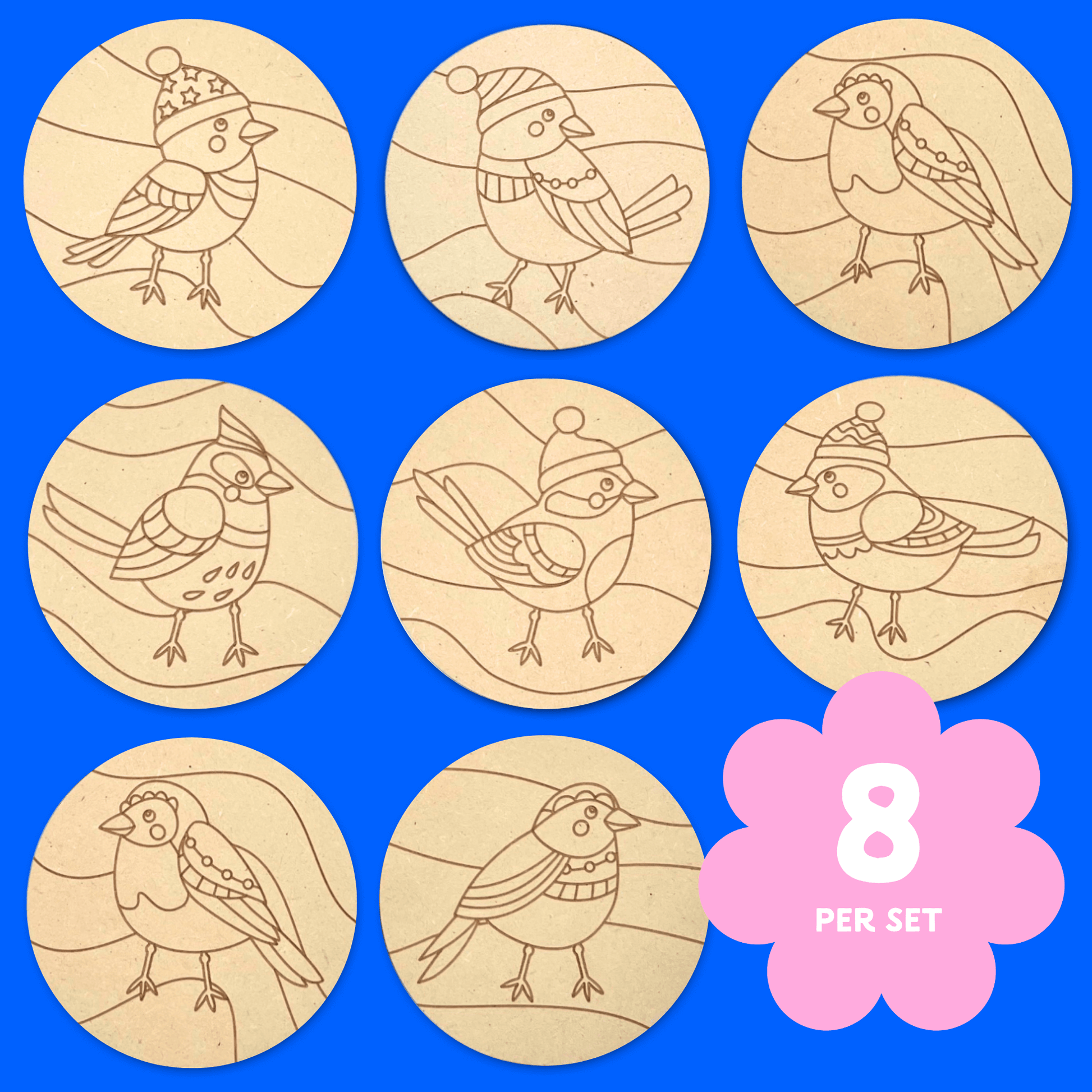 Song Birds Coasters set of 8