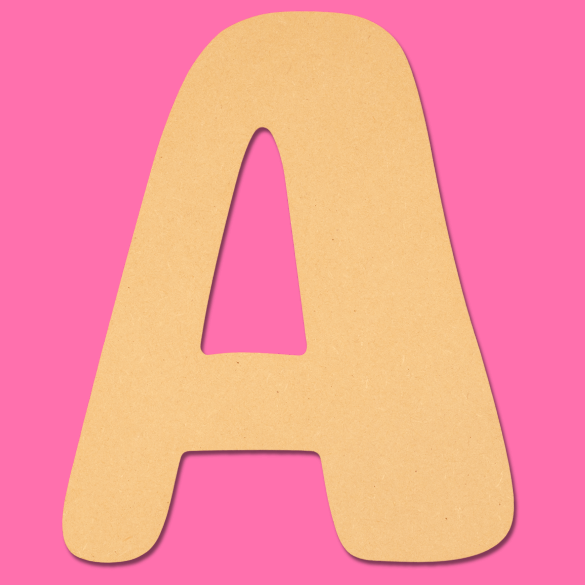 MDF wooden letter 'A' on a pink background