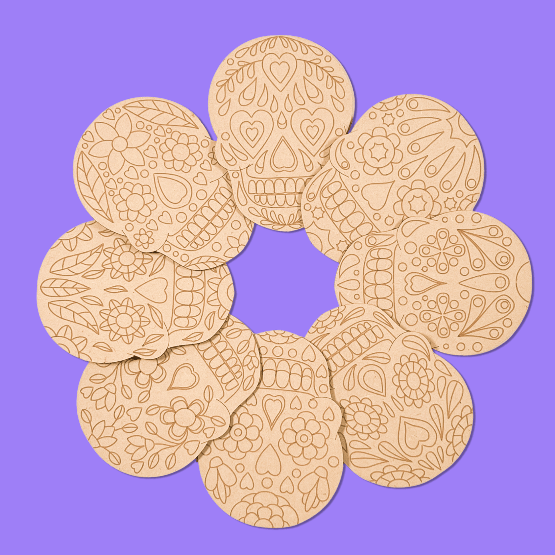 Sugar Skull Fiesta Coasters set of 8