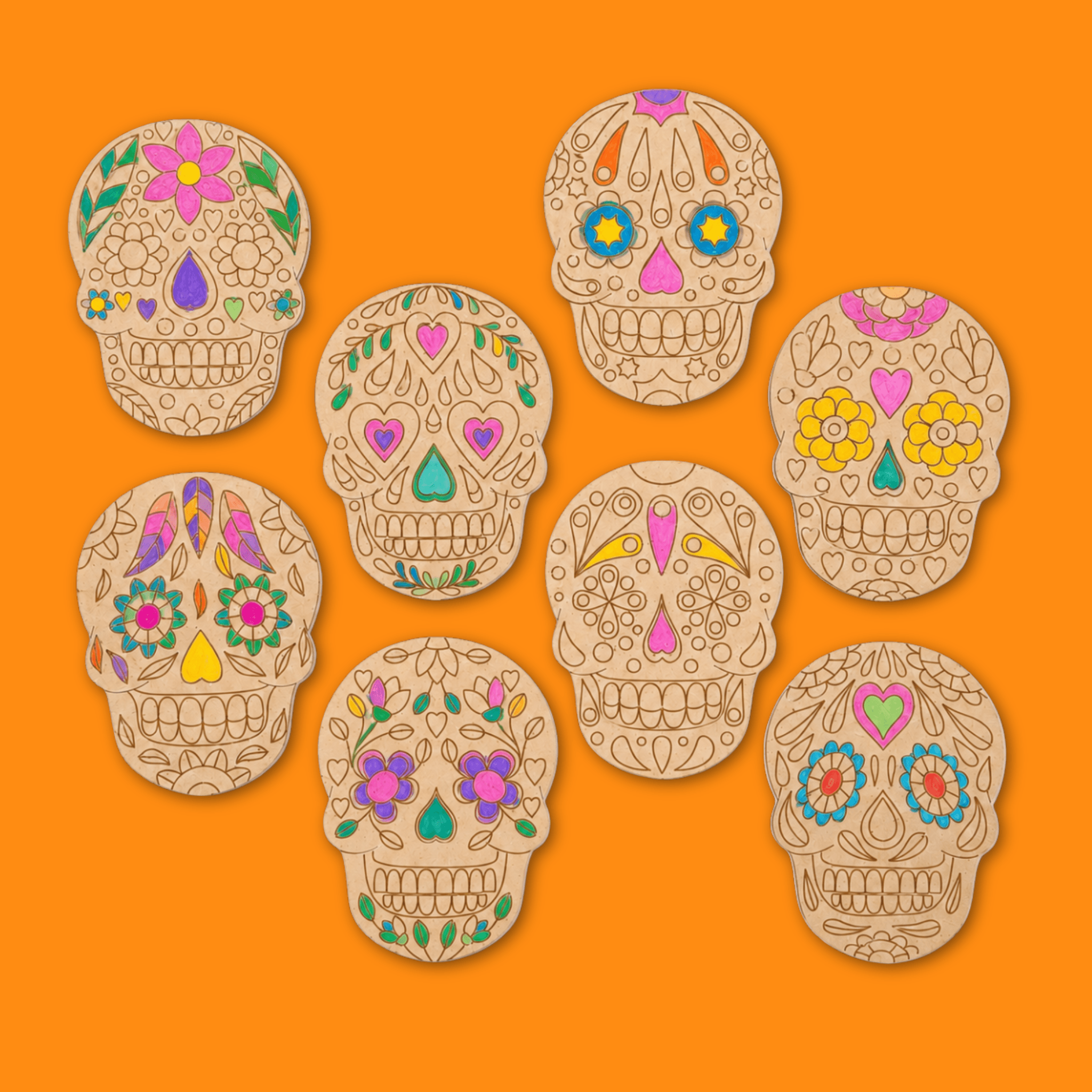 Sugar Skull Fiesta Coasters set of 8