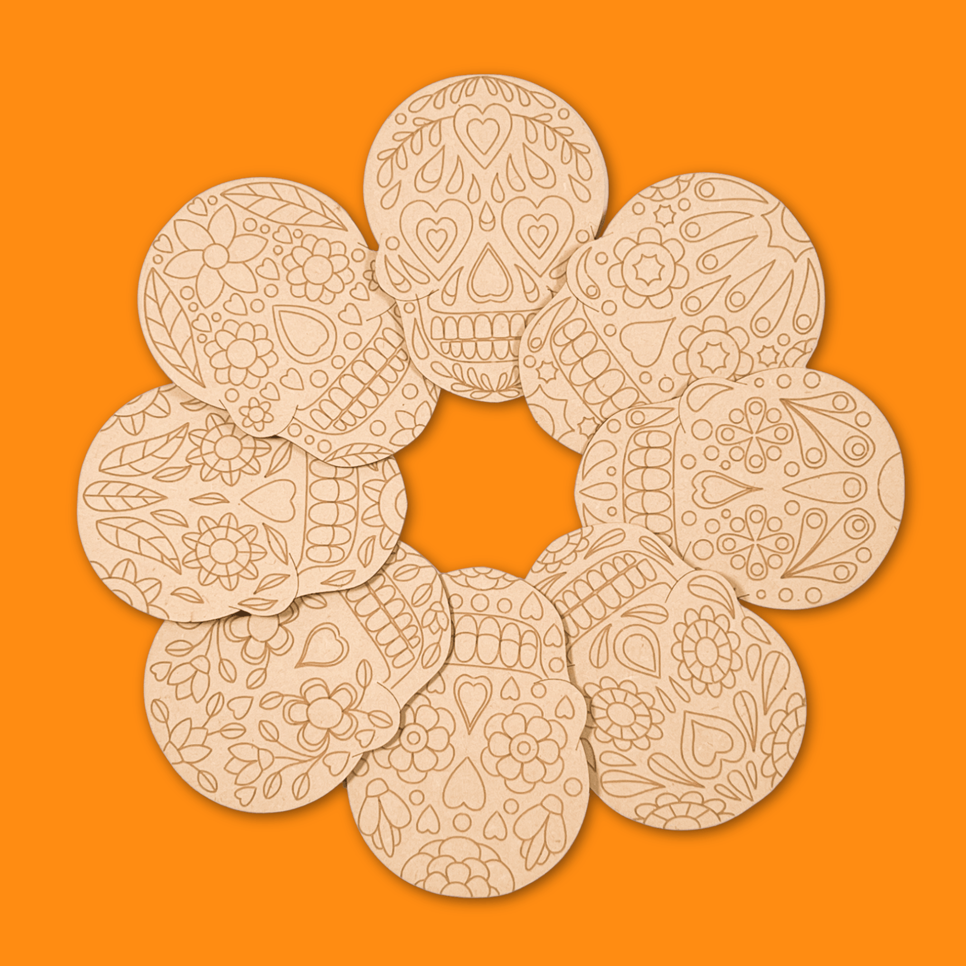 Sugar Skull Fiesta Coasters set of 8