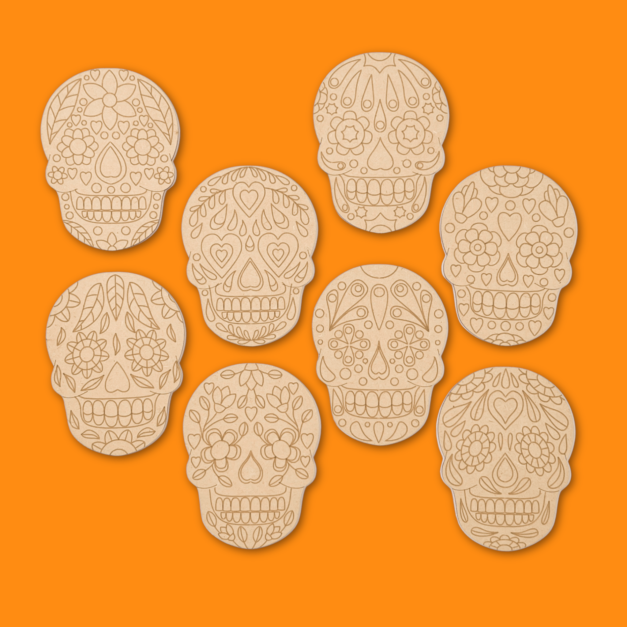 Sugar Skull Fiesta Coasters set of 8