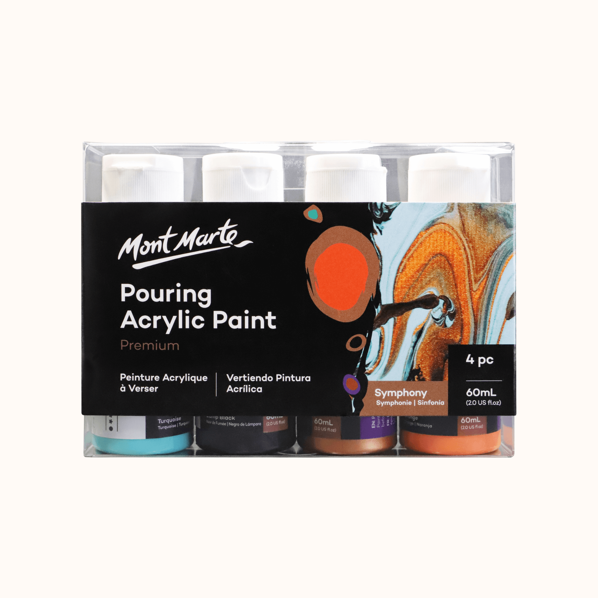 Pouring Acrylic Paint Set Premium 4pc x 60ml -Symphony