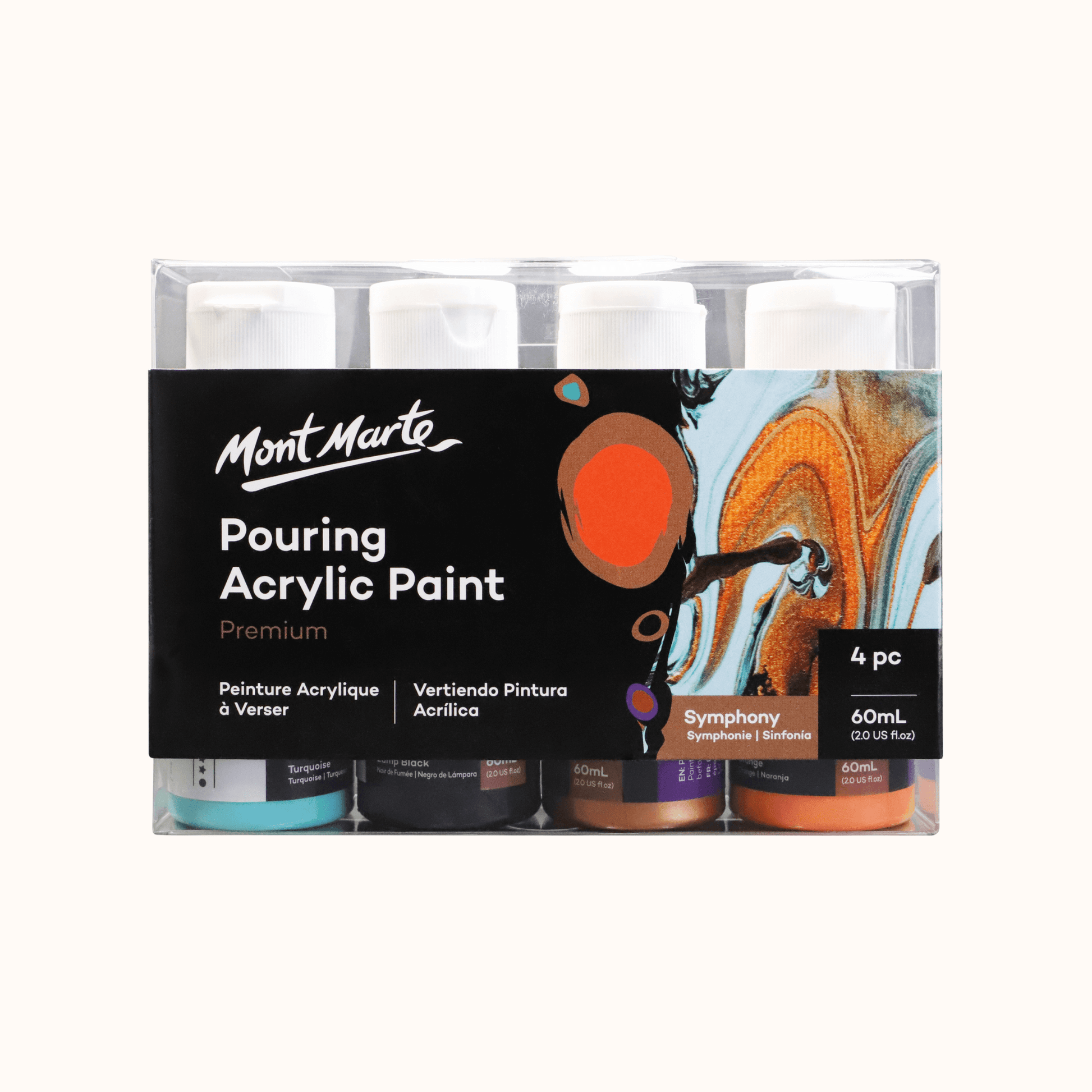 Pouring Acrylic Paint Set Premium 4pc x 60ml -Symphony