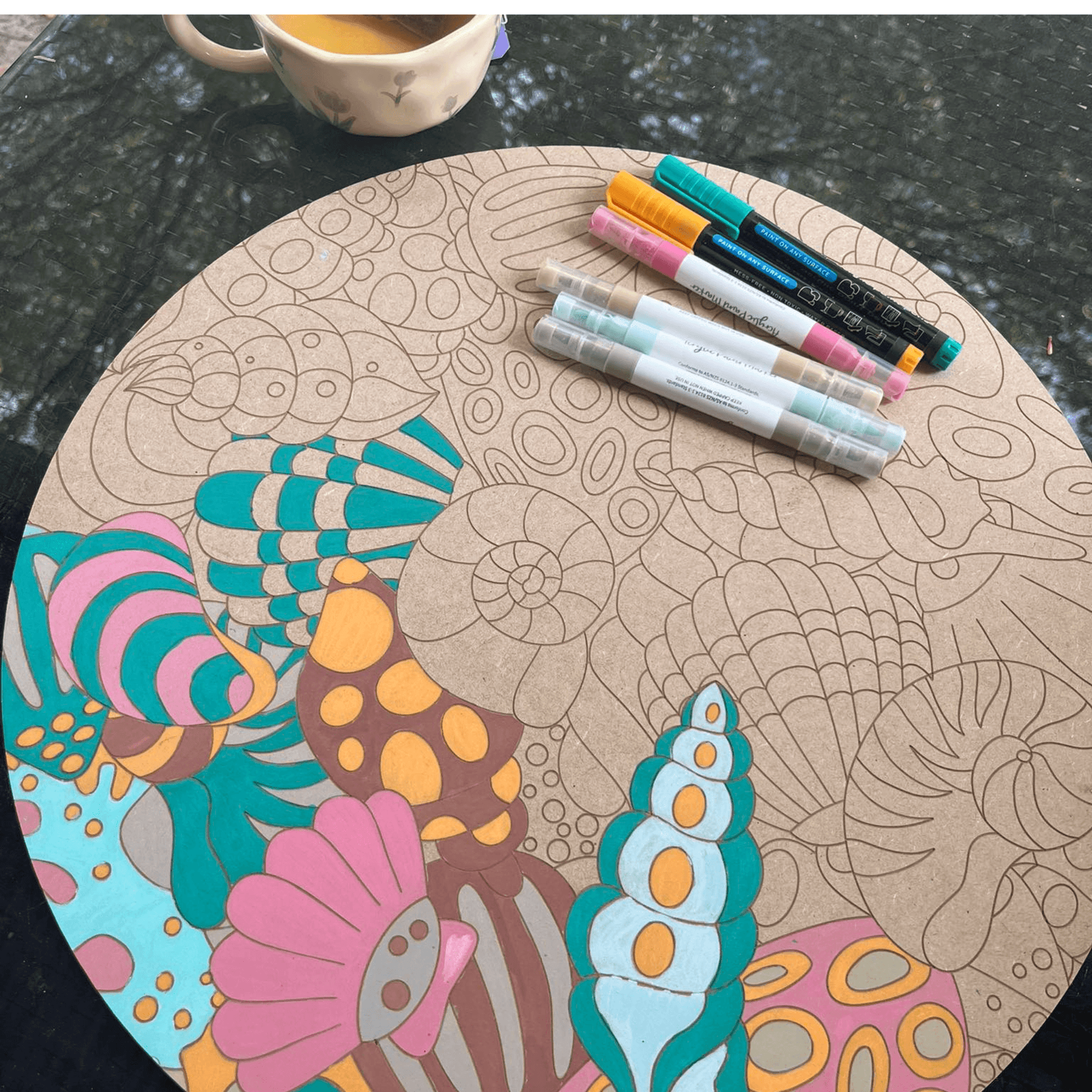 "Tide" Engraved Circle Art Board